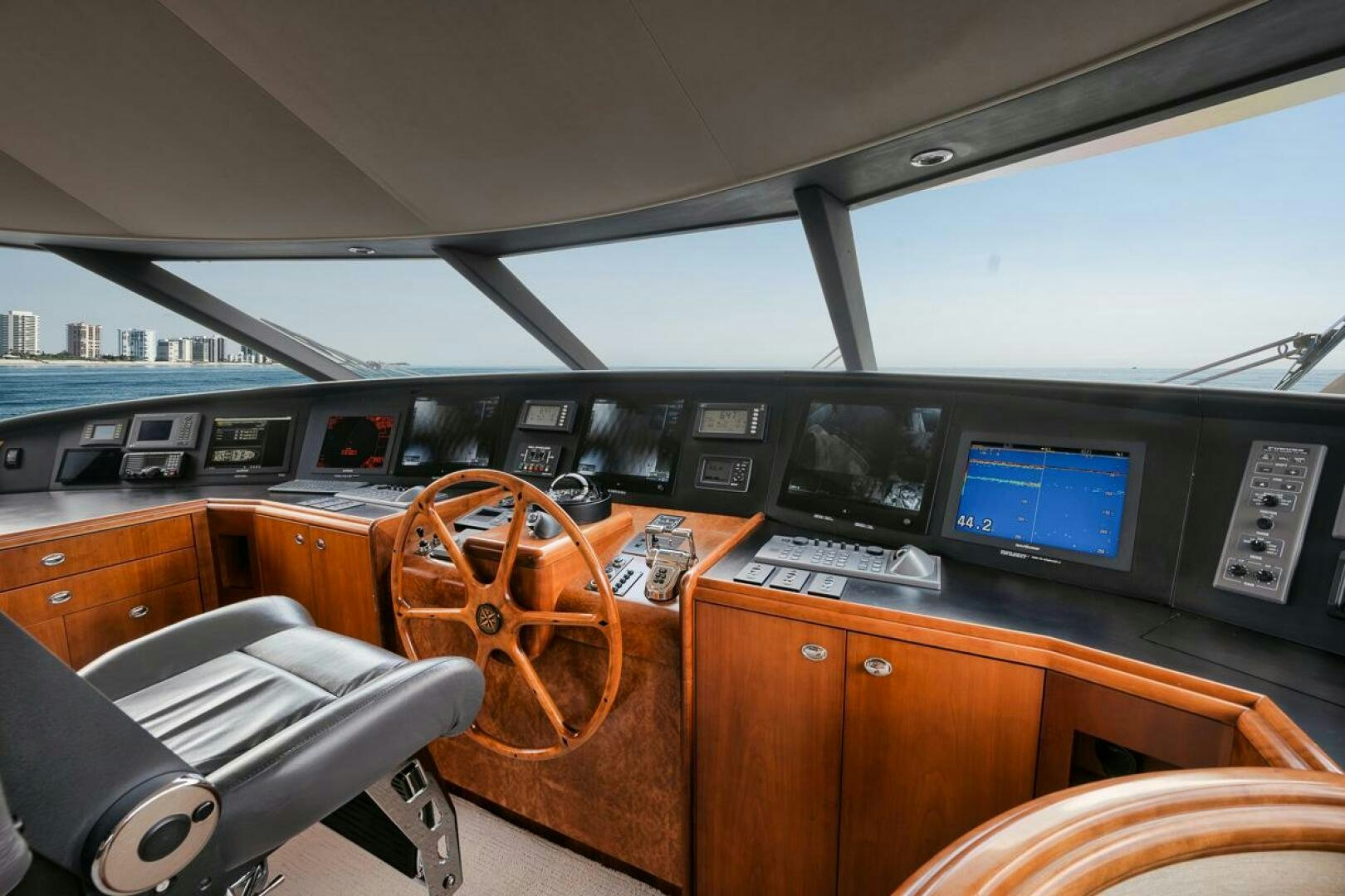 inside of a vehicle with computers and monitors aboard NATURAL 9 X KALEEN Yacht for Sale