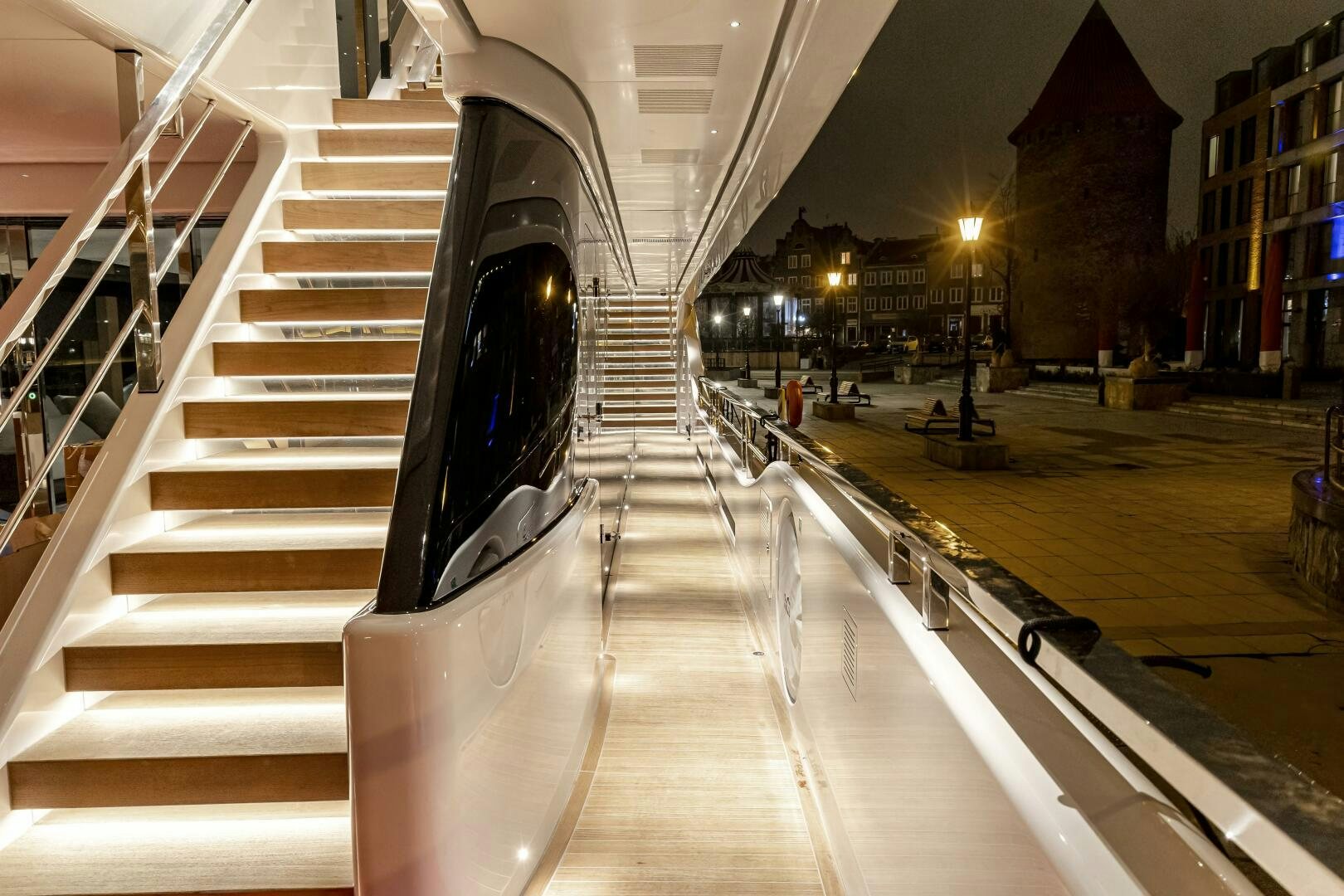 a large staircase in a building aboard CONRAD C144S HULL 4 Yacht for Sale