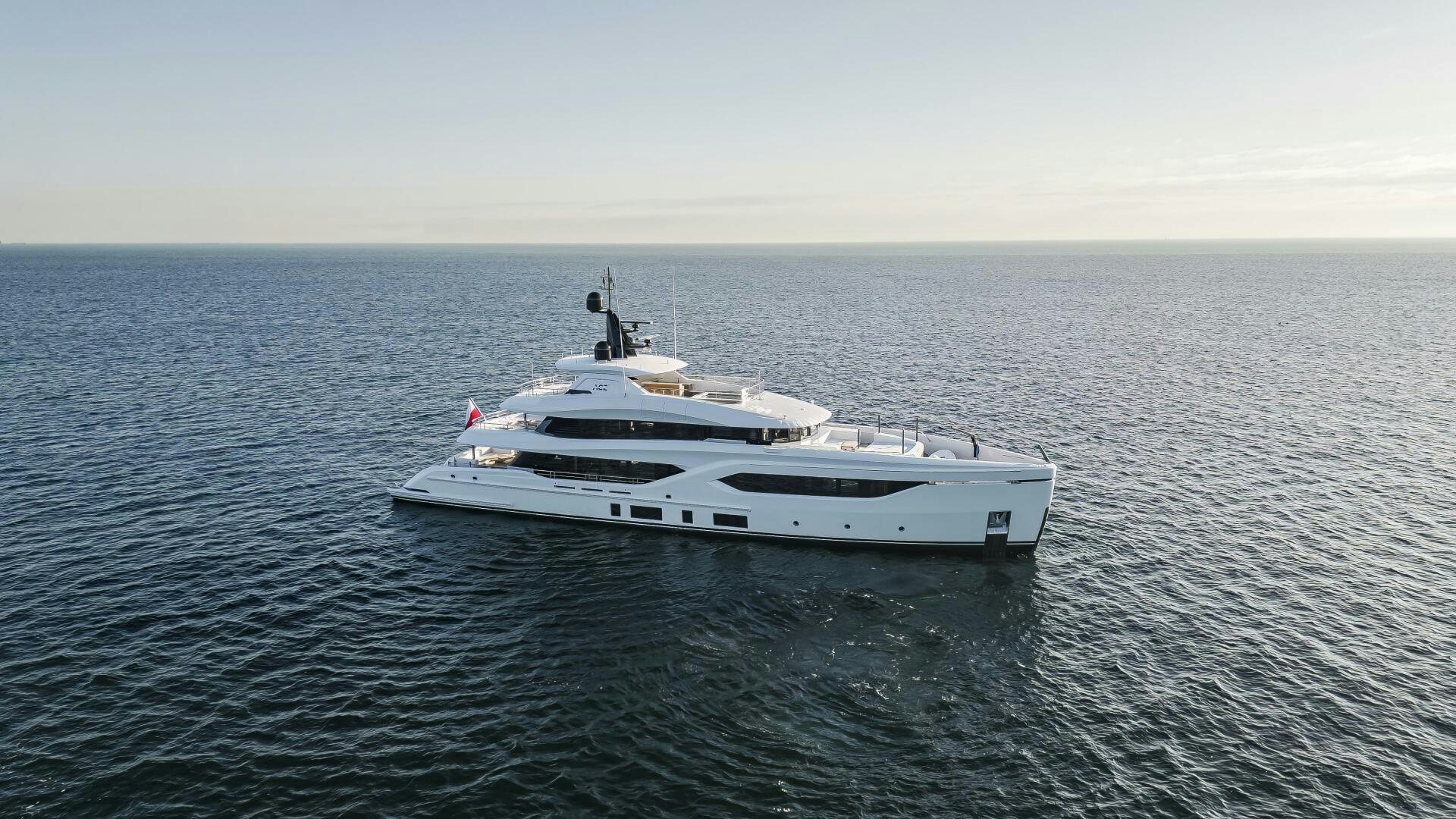 a white boat in the water aboard CONRAD C144S HULL 4 Yacht for Sale