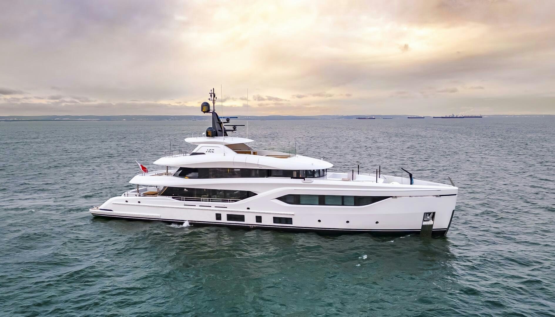 a white yacht in the water aboard CONRAD C144S HULL 4 Yacht for Sale