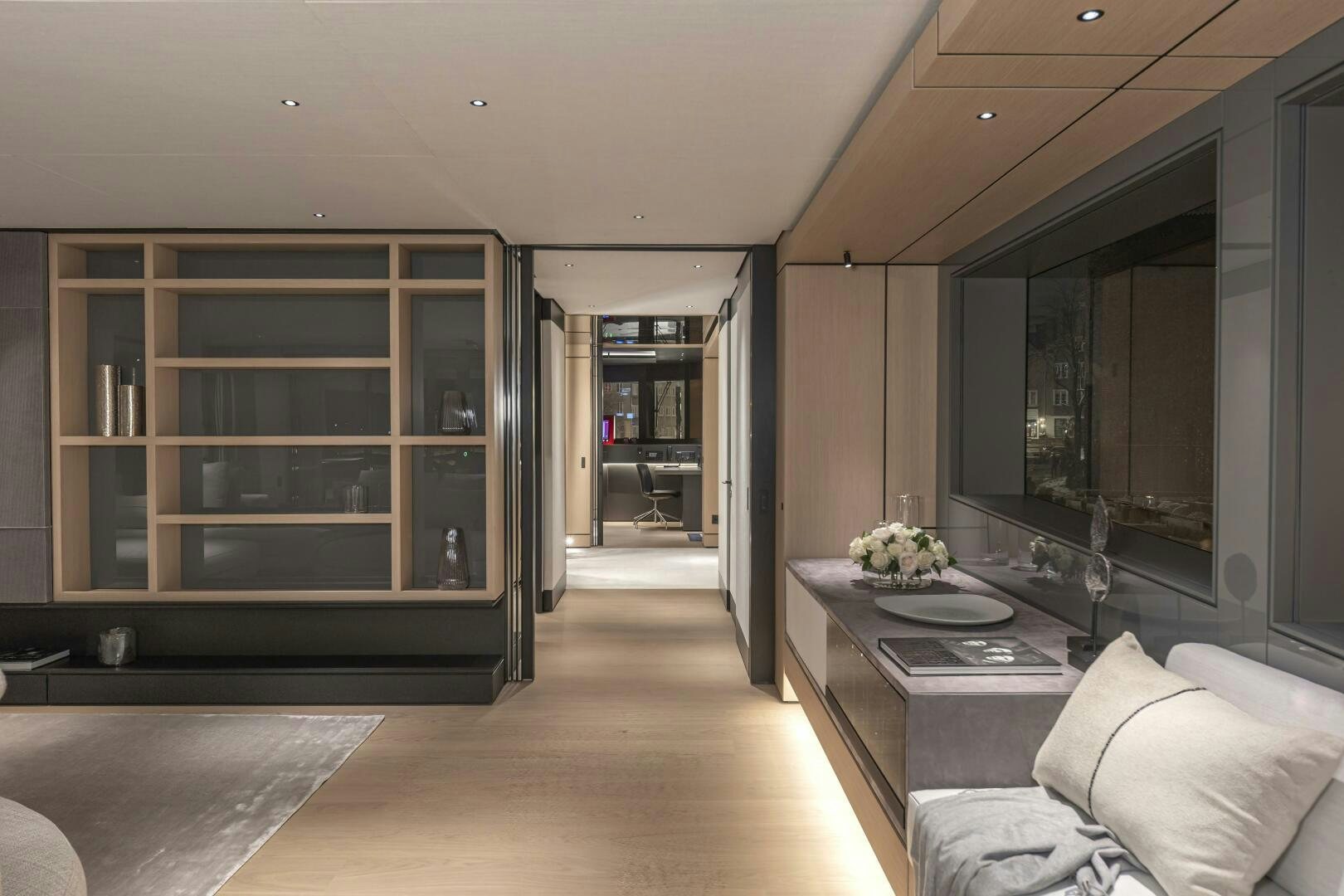 a modern looking living room aboard CONRAD C144S HULL 4 Yacht for Sale