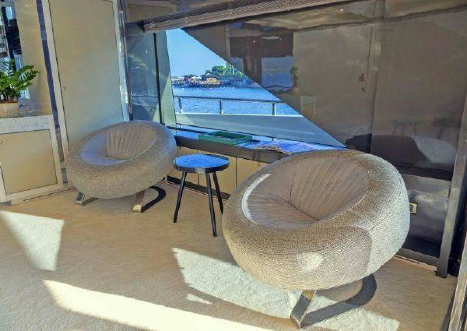 a couple of hats on a table aboard VETRO Yacht for Sale
