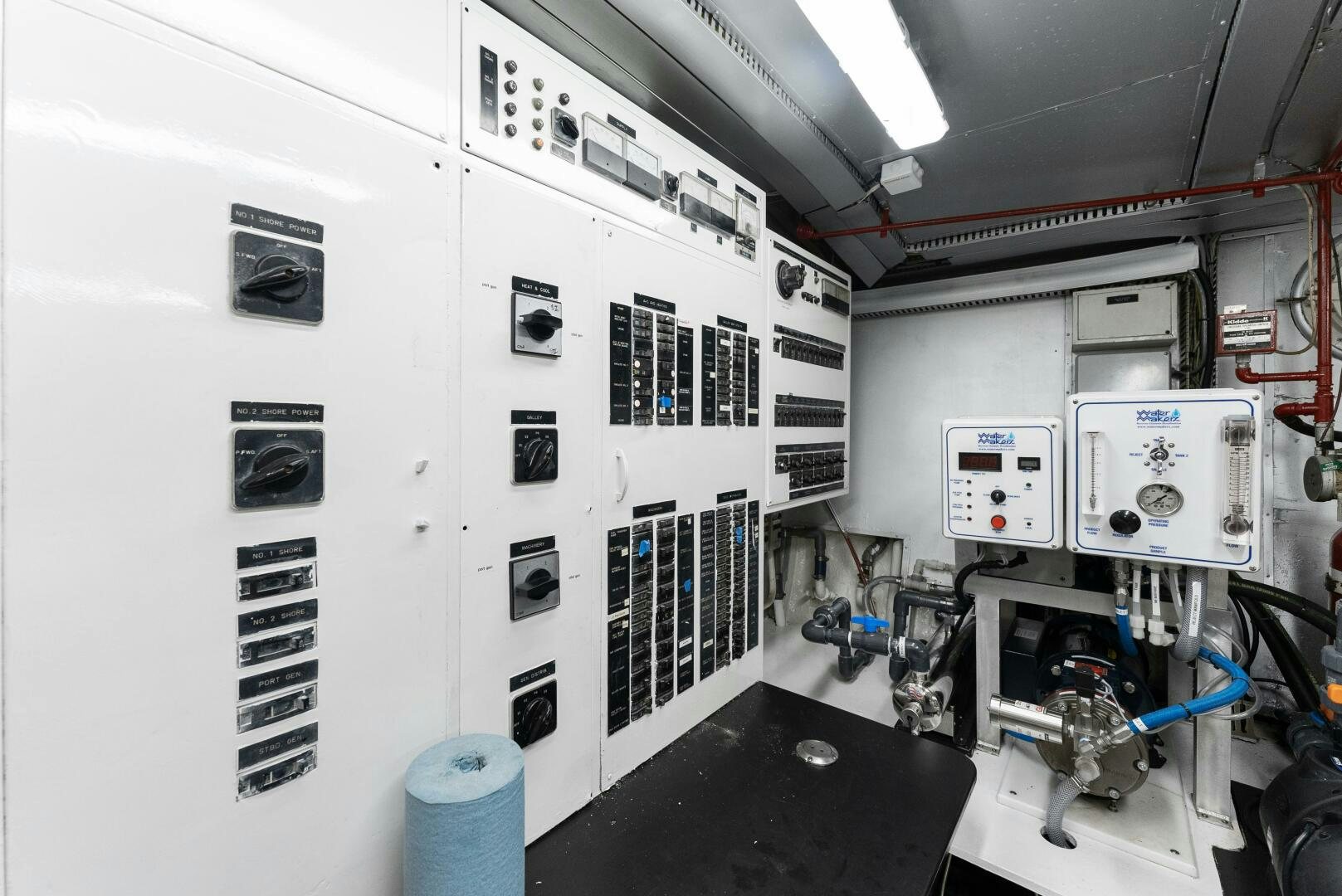 a room with machinery aboard ARIES Yacht for Sale