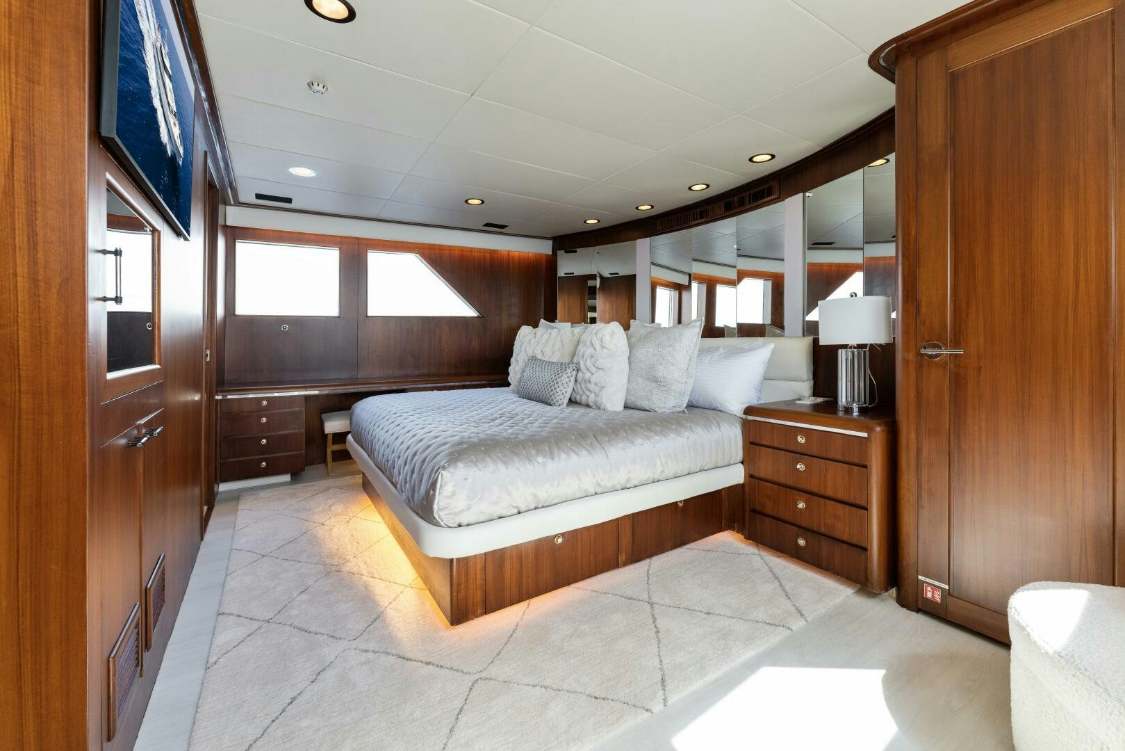 a bed in a room aboard ARIES Yacht for Sale