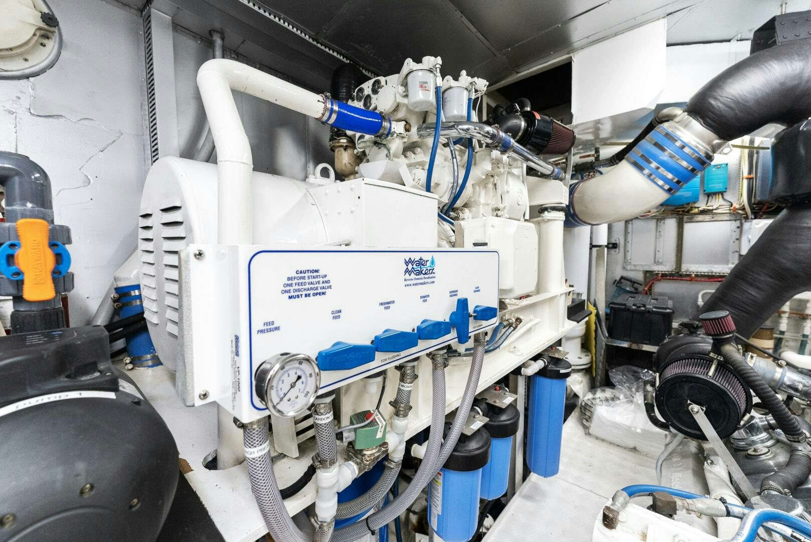 a machine with blue and white parts aboard ARIES Yacht for Sale