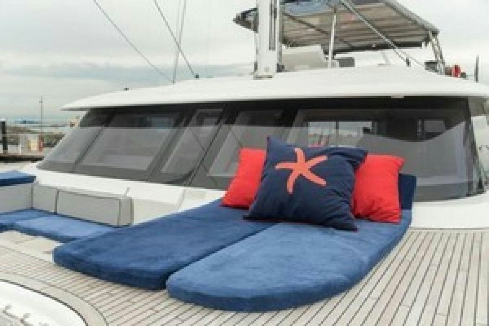 a boat with pillows on it aboard KAILUA Yacht for Sale
