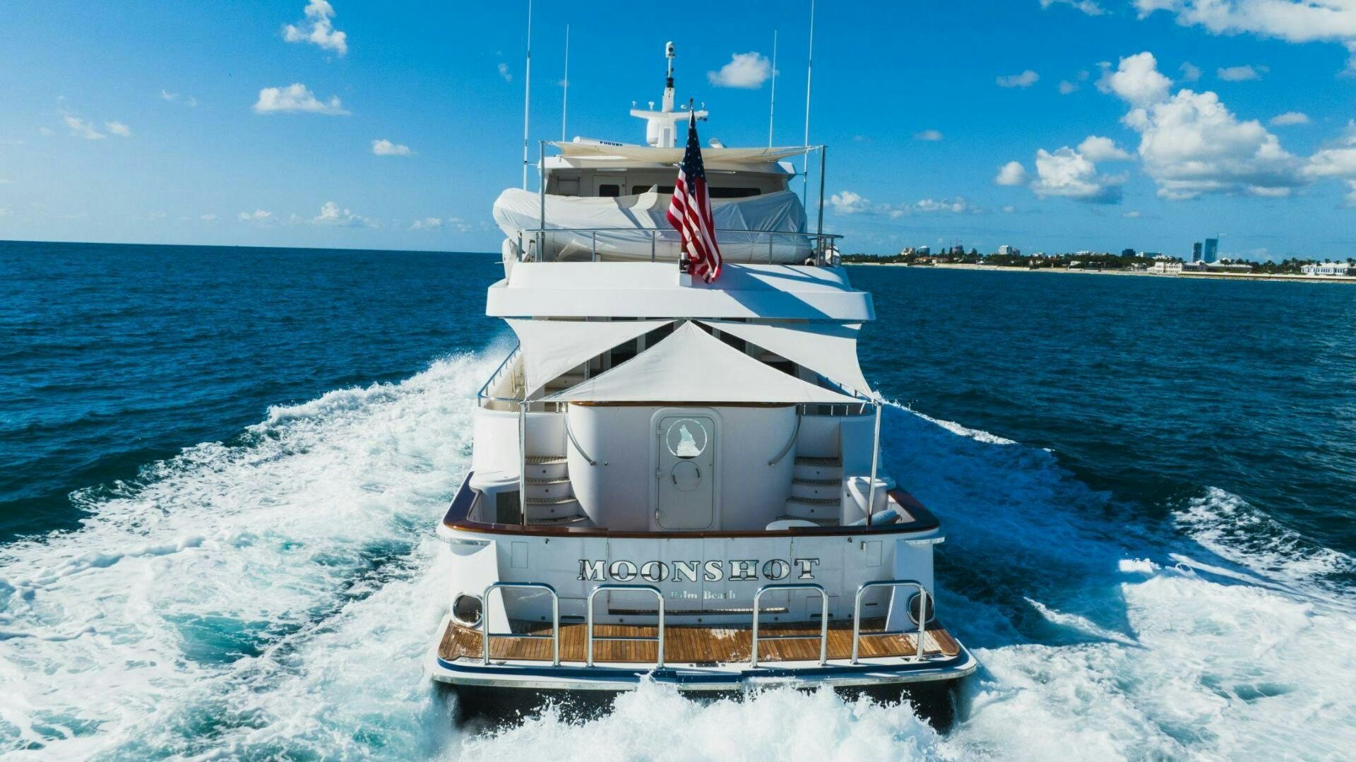 a boat on the water aboard MOONSHOT Yacht for Sale