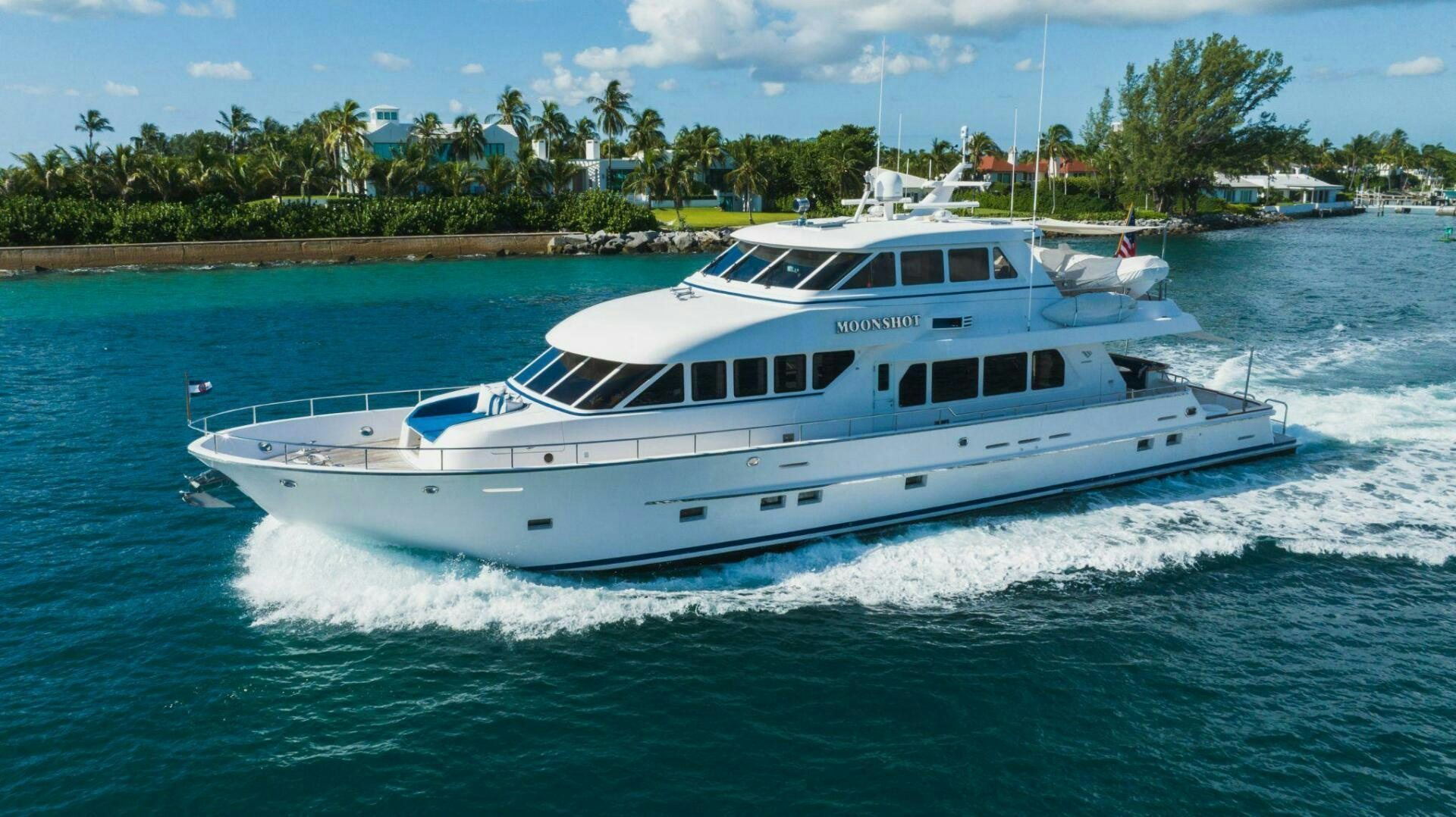a boat on the water aboard MOONSHOT Yacht for Sale