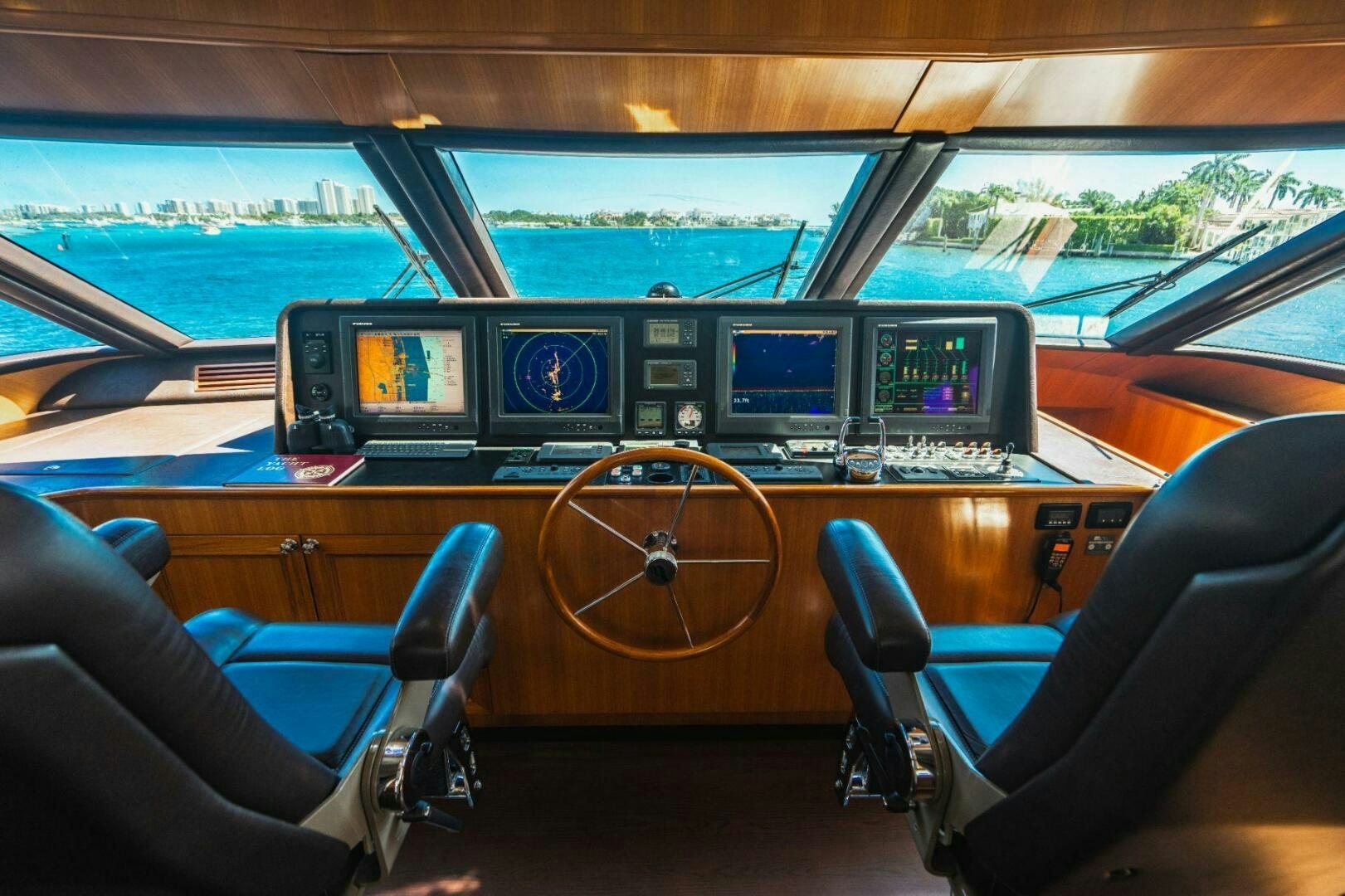 inside of a car aboard MOONSHOT Yacht for Sale