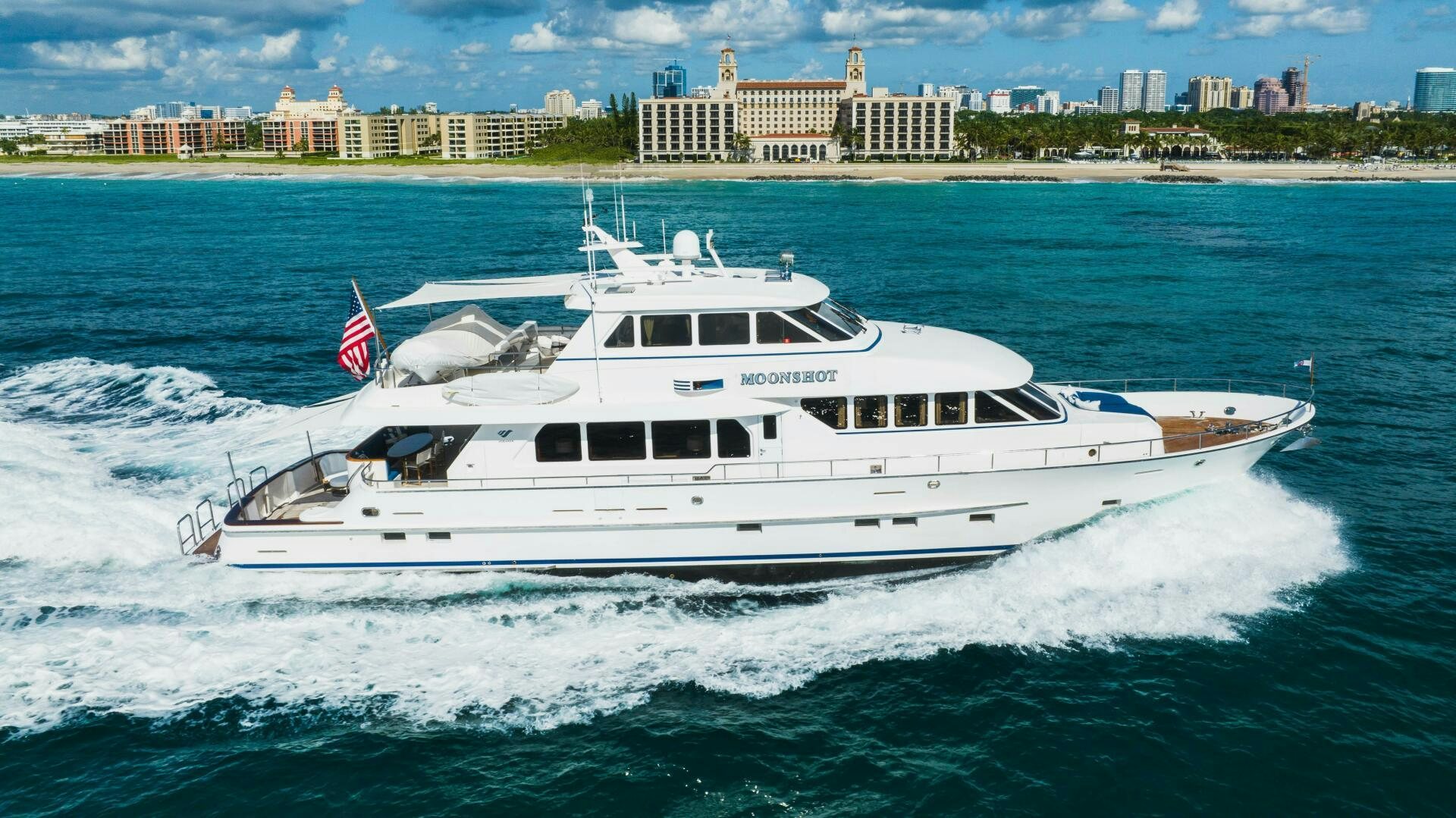 a boat on the water aboard MOONSHOT Yacht for Sale