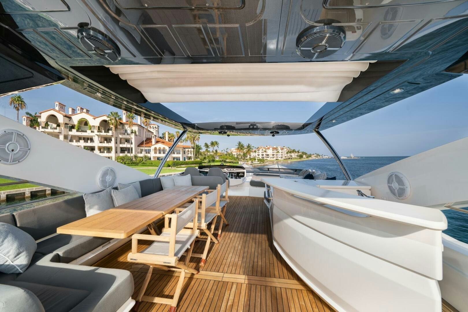 a deck with boats and a deck aboard EBRA Yacht for Sale