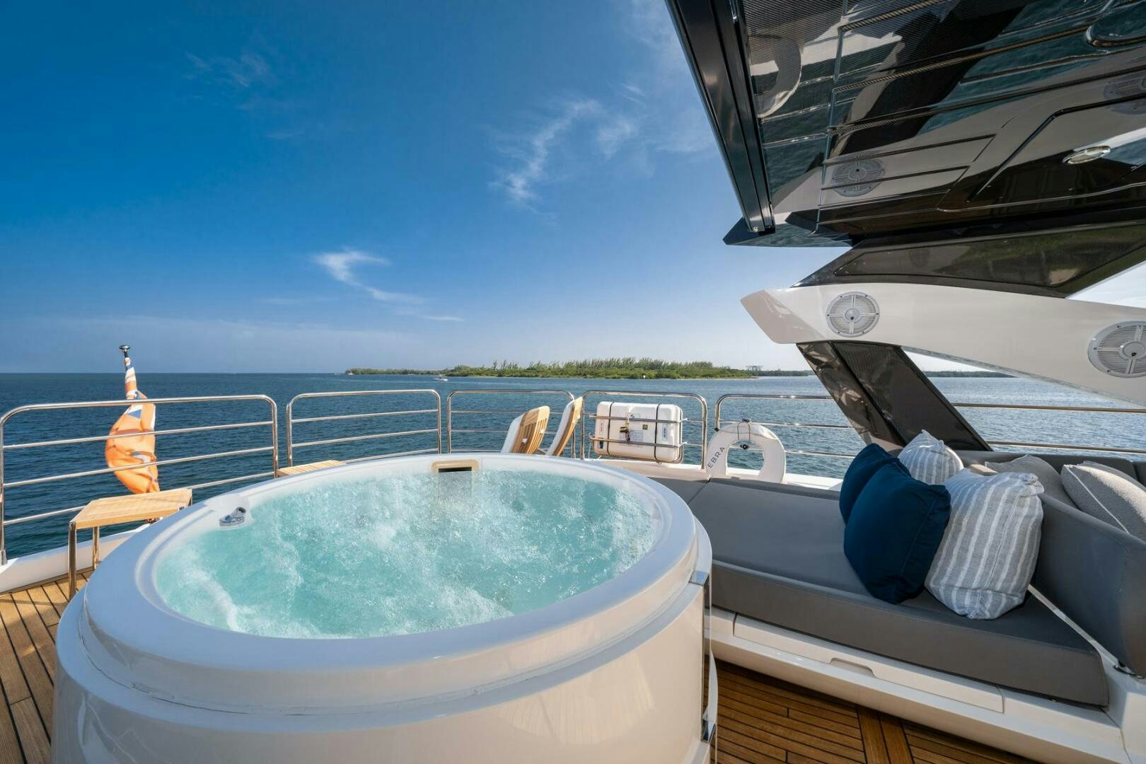 a boat with a person on it aboard EBRA Yacht for Sale