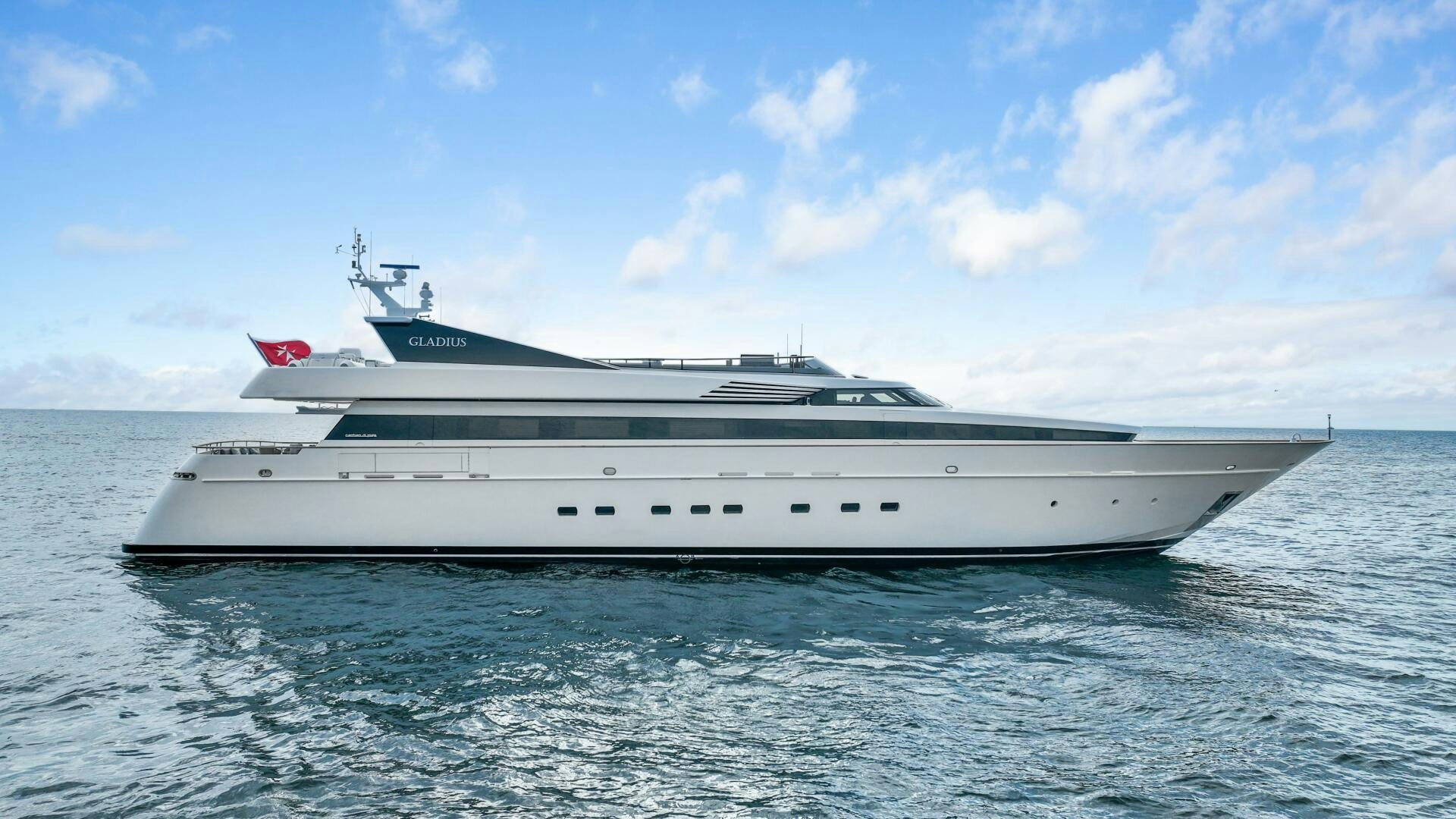 a white yacht in the water aboard GLADIUS Yacht for Sale