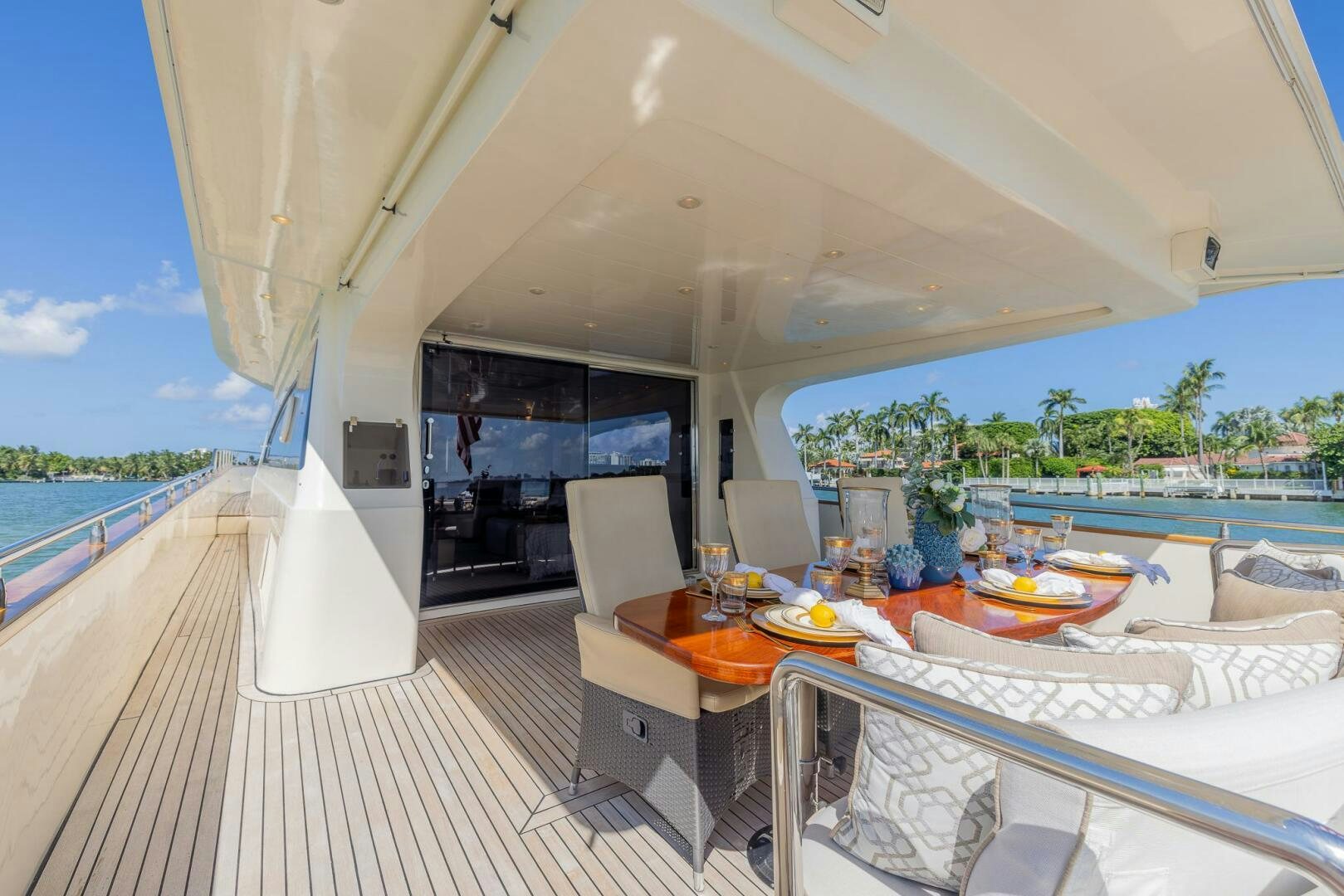 a room with a table and chairs aboard BOULOS Yacht for Sale