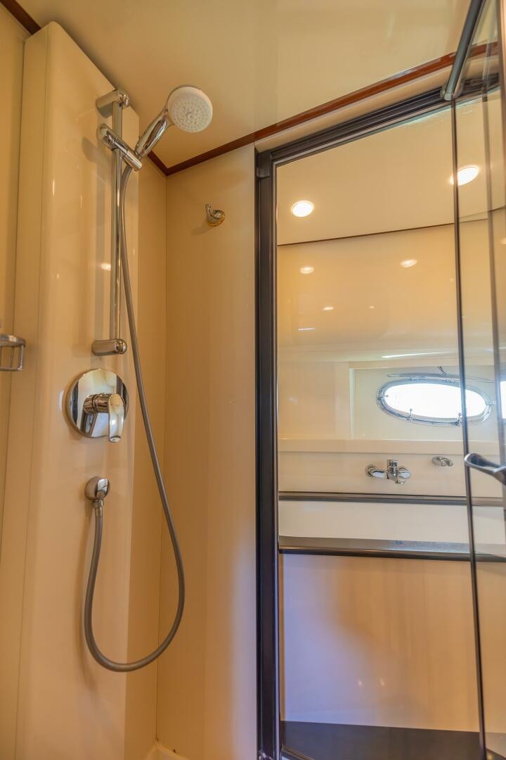 a shower with a glass door aboard BOULOS Yacht for Sale