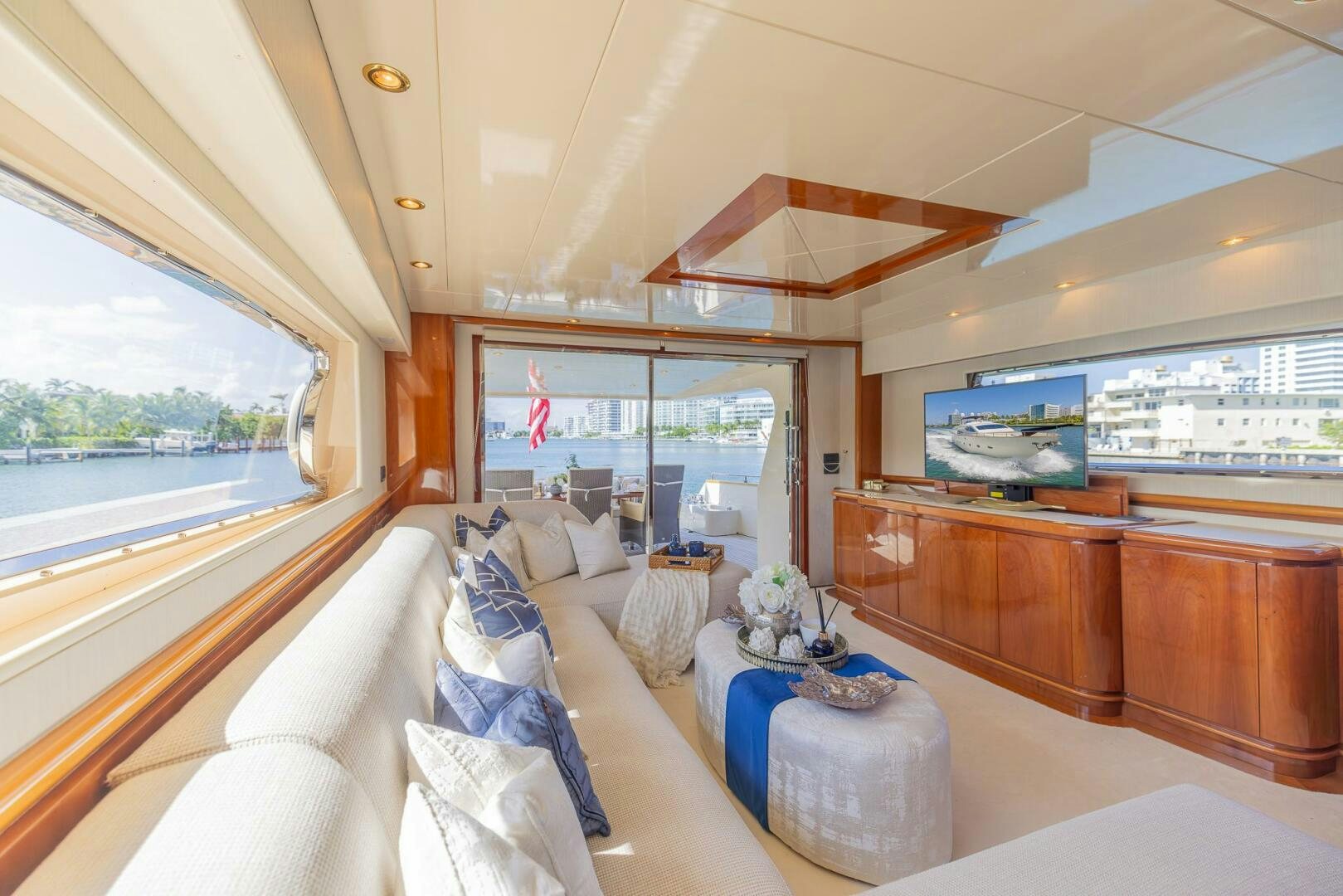 a room with a couch and a window aboard BOULOS Yacht for Sale