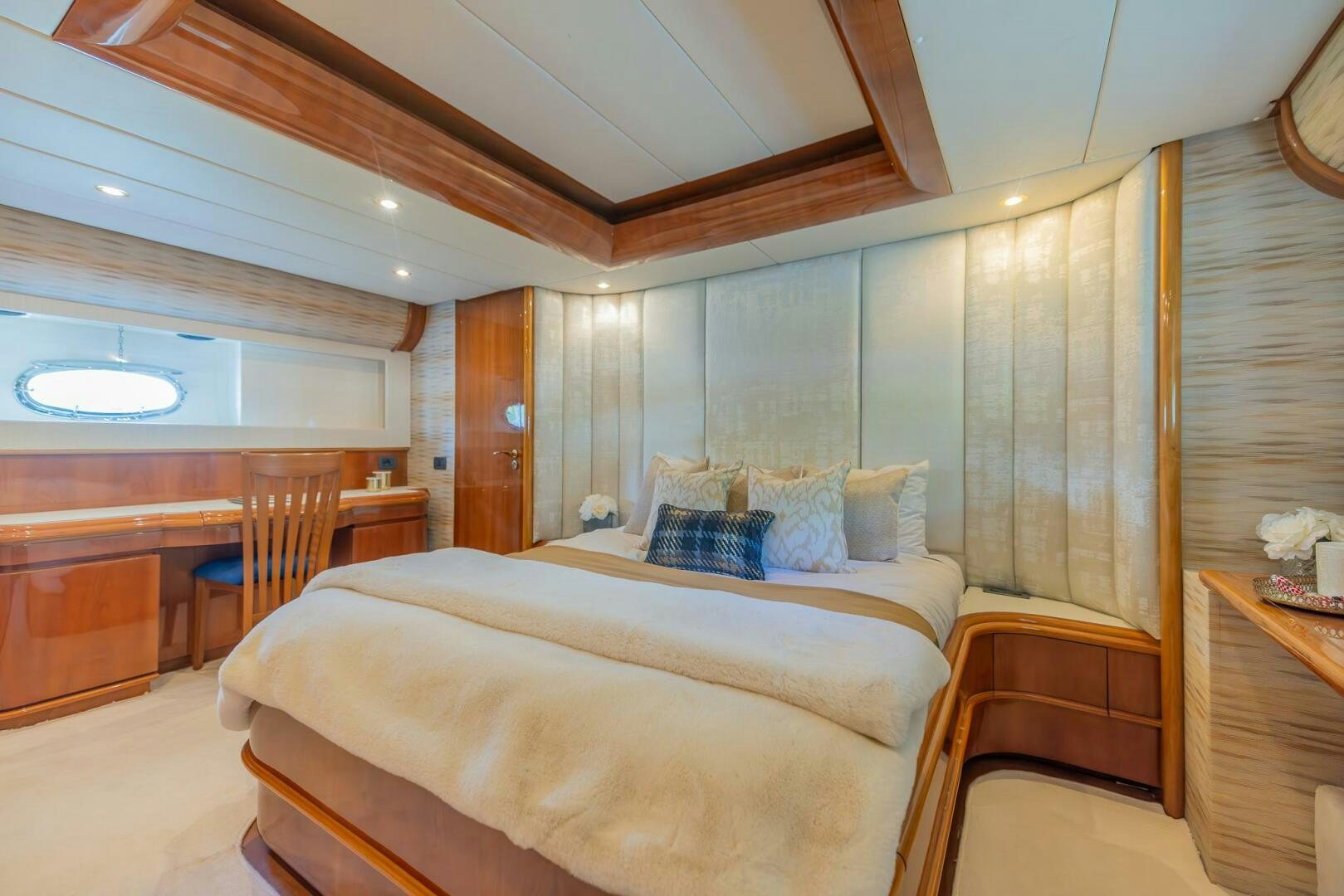 a bed in a room aboard BOULOS Yacht for Sale