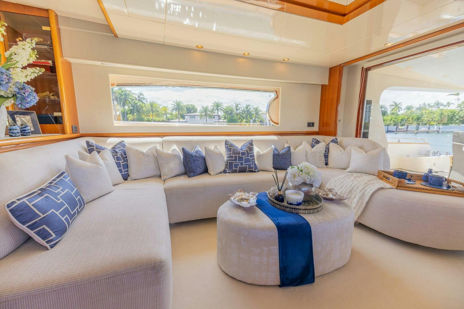 a living room with a couch and a window aboard BOULOS Yacht for Sale