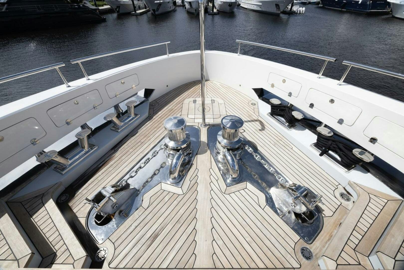 a ship deck with a deck and a couple of motor boats aboard LADY CAROLINE Yacht for Sale