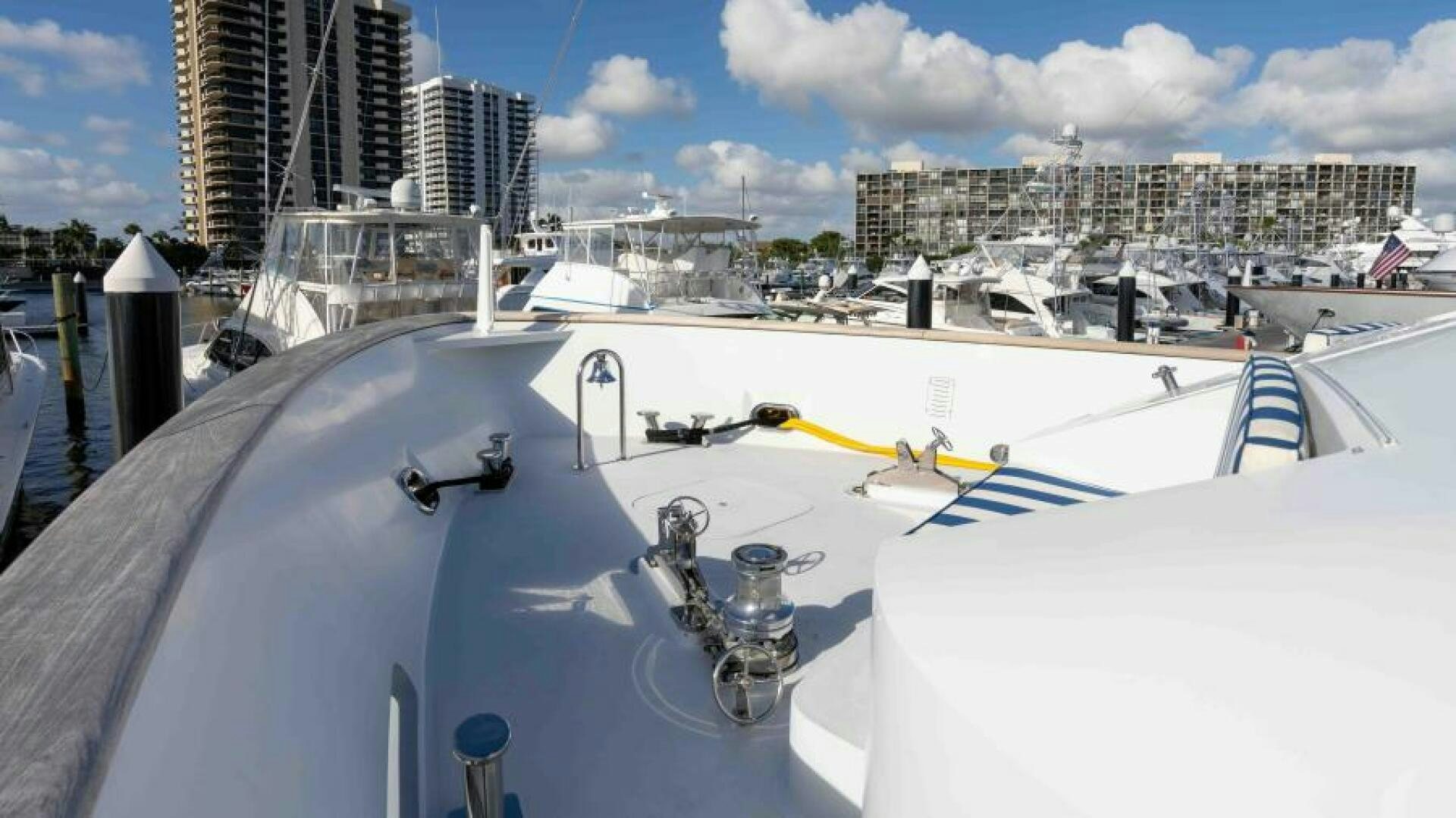 a white boat with a propeller aboard ODIN Yacht for Sale