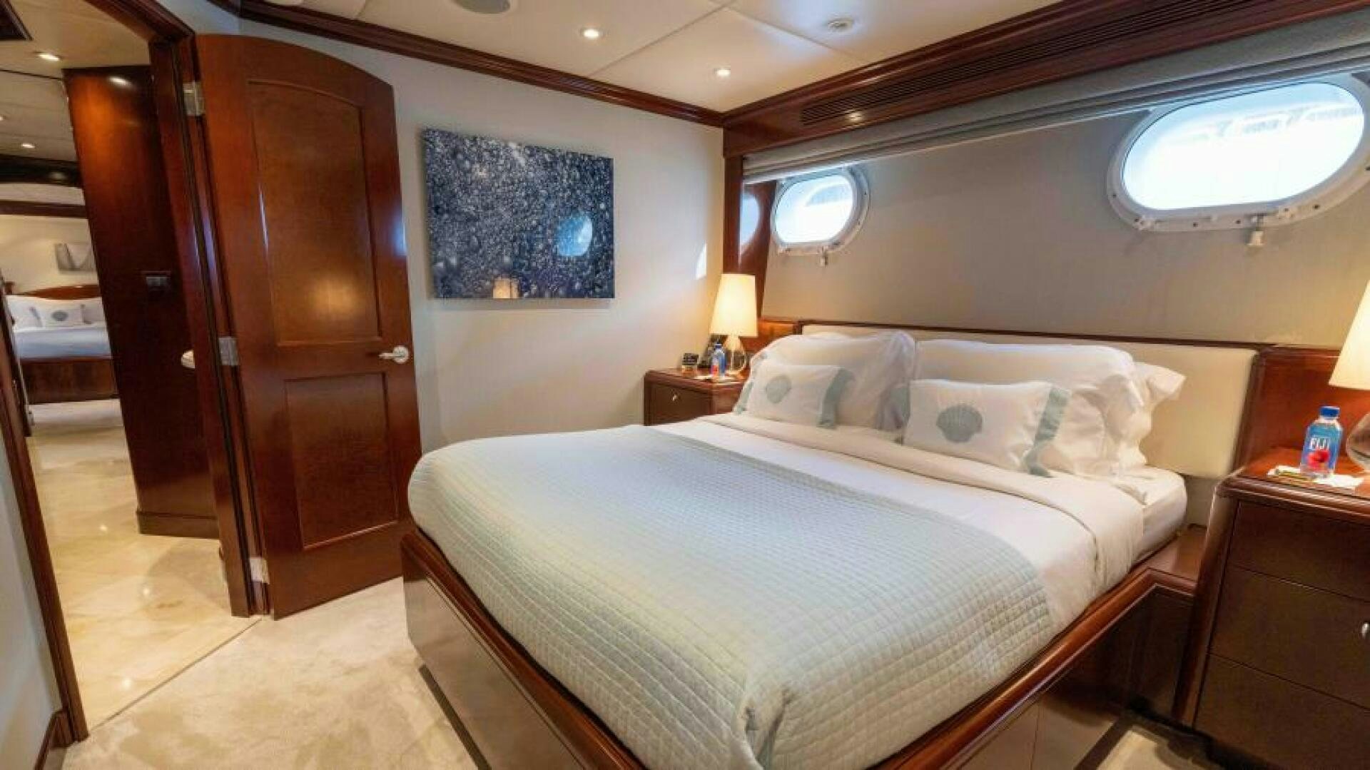 a bed in a hotel room aboard ODIN Yacht for Sale