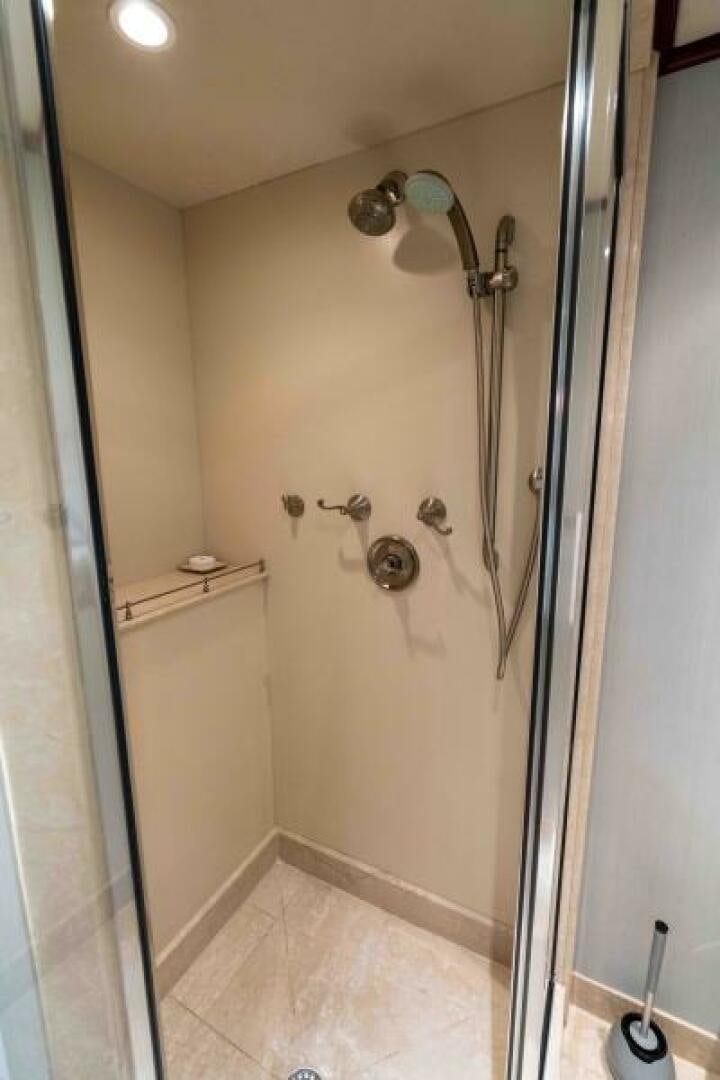a shower with a glass door aboard ODIN Yacht for Sale