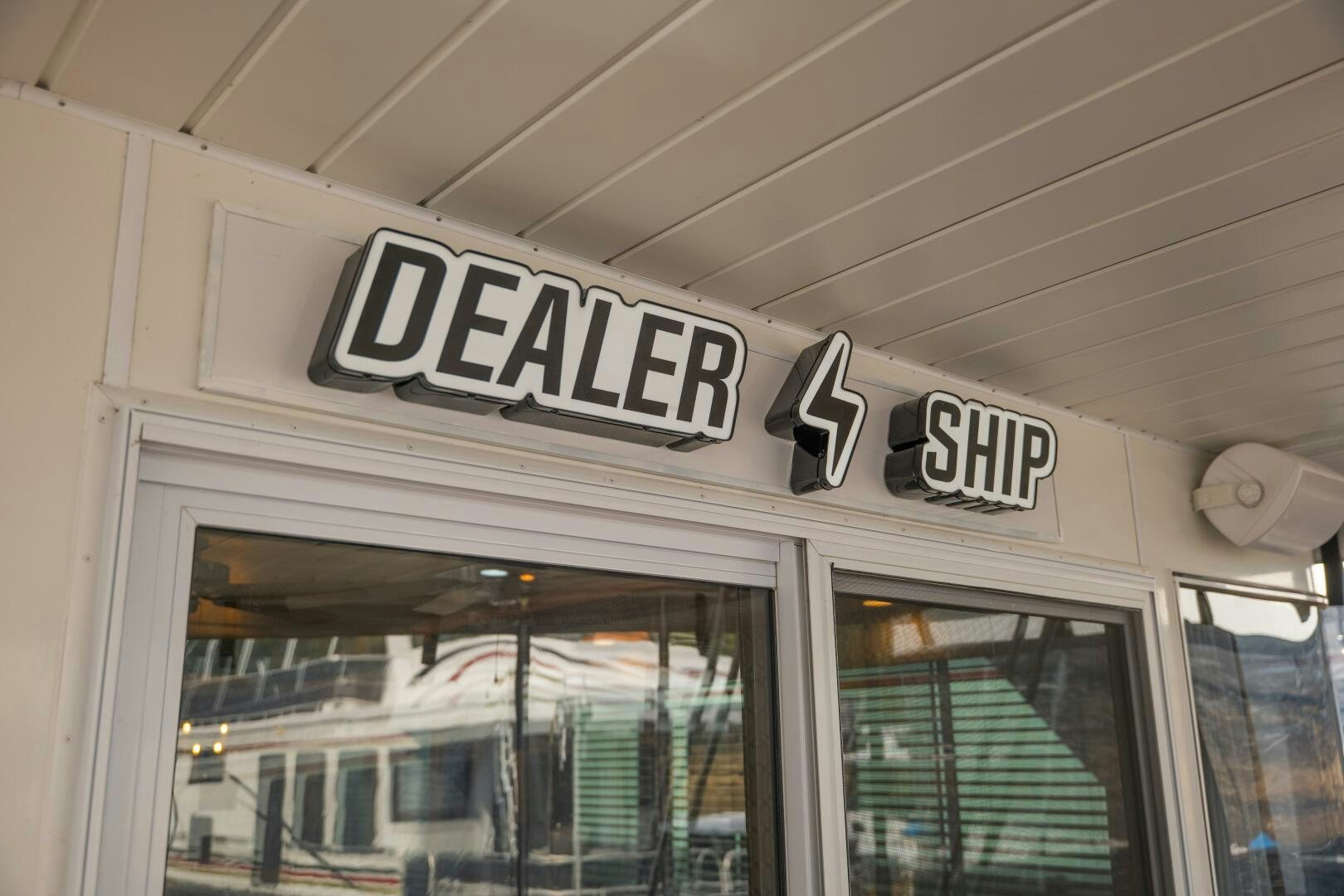 a sign on the outside of a building aboard SUNSTAR Yacht for Sale