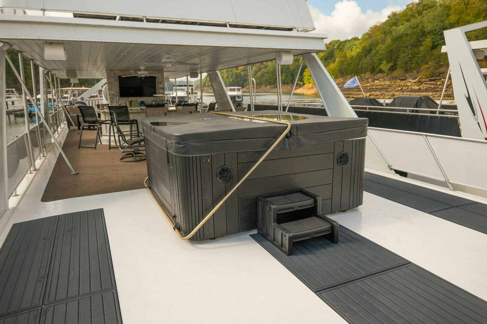 a large grill on a deck aboard SUNSTAR Yacht for Sale