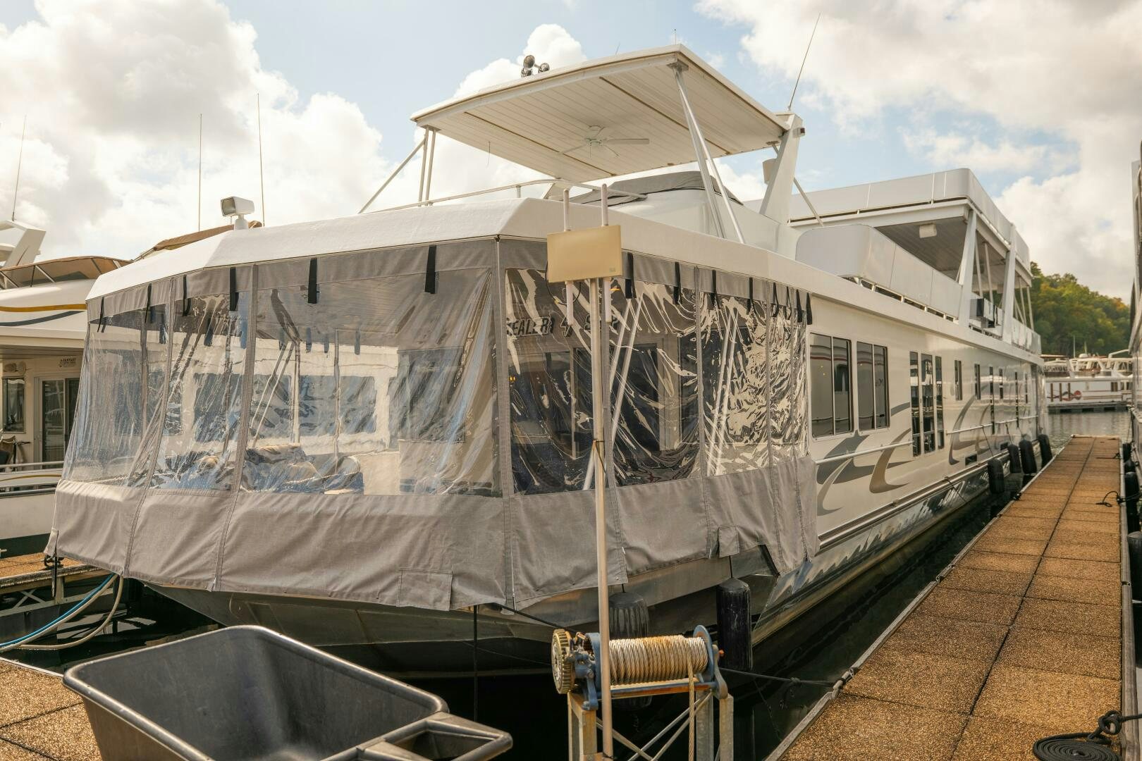 a boat on a dock aboard SUNSTAR Yacht for Sale