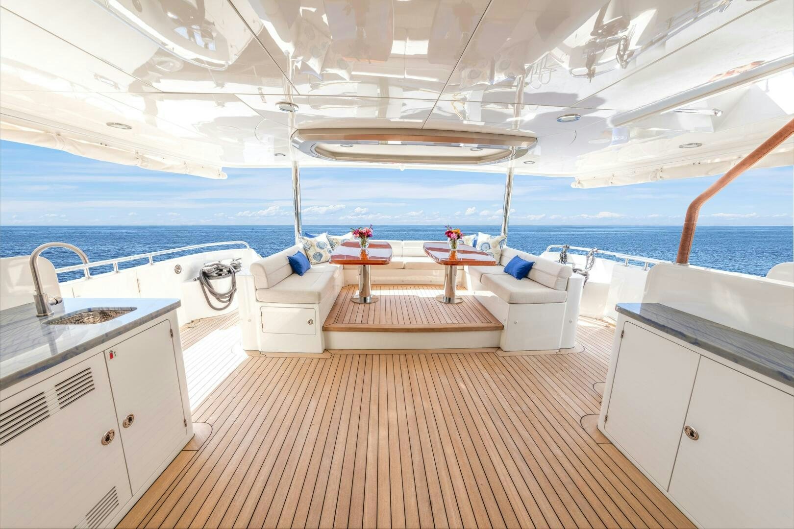 a boat with a sink and a bench in it aboard DRINKABILITY Yacht for Sale