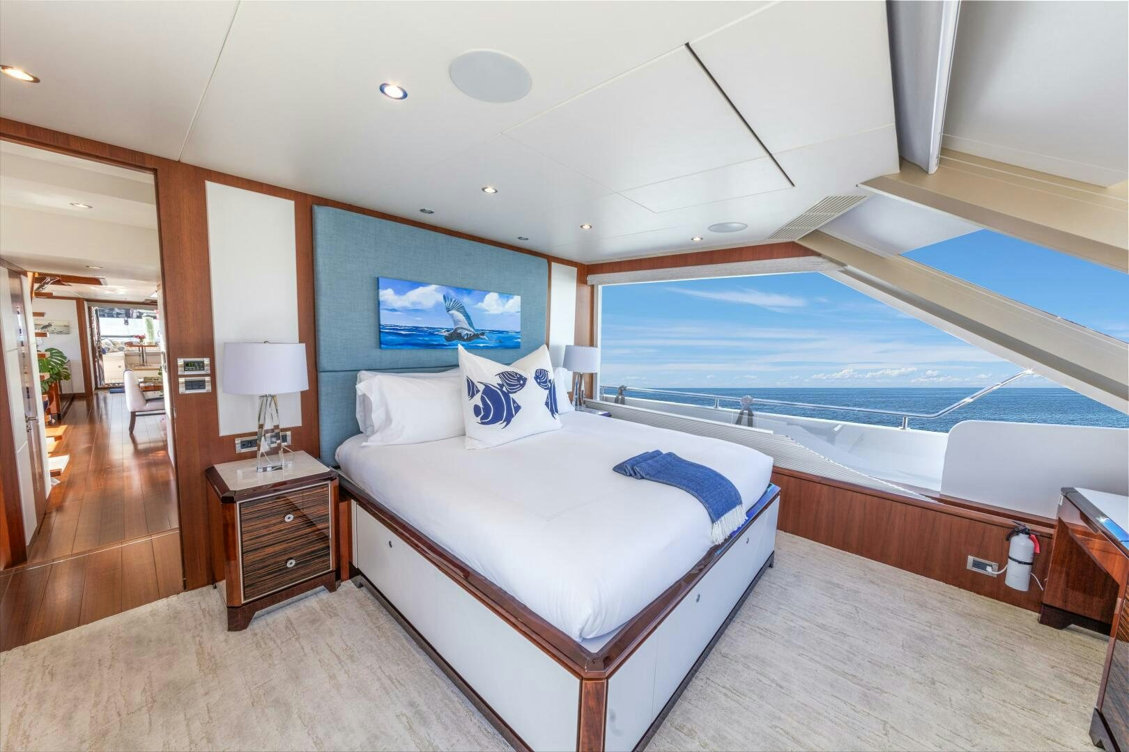 a room with two beds aboard DRINKABILITY Yacht for Sale