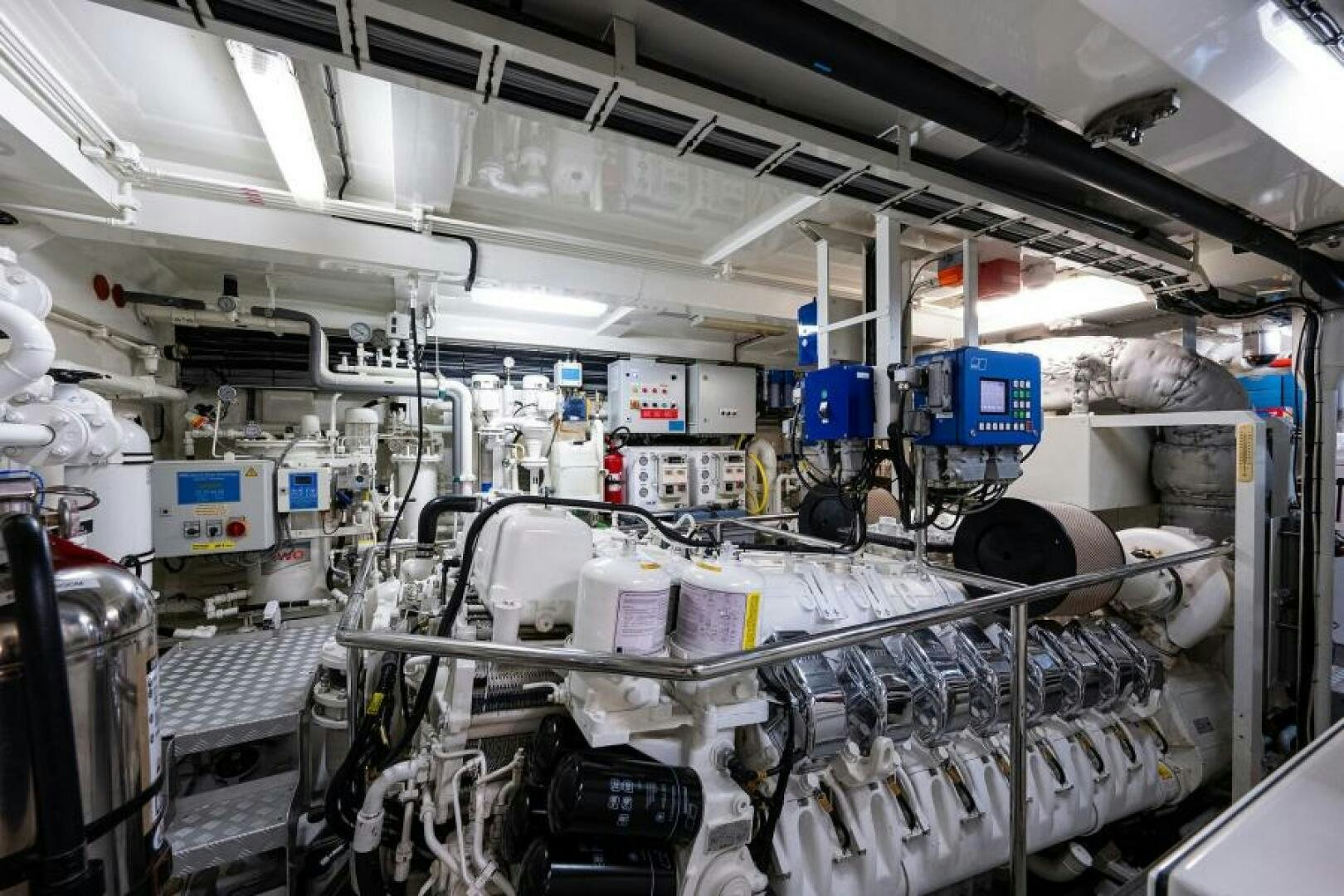 a room with machinery and equipment aboard CASTLEFINN Yacht for Sale