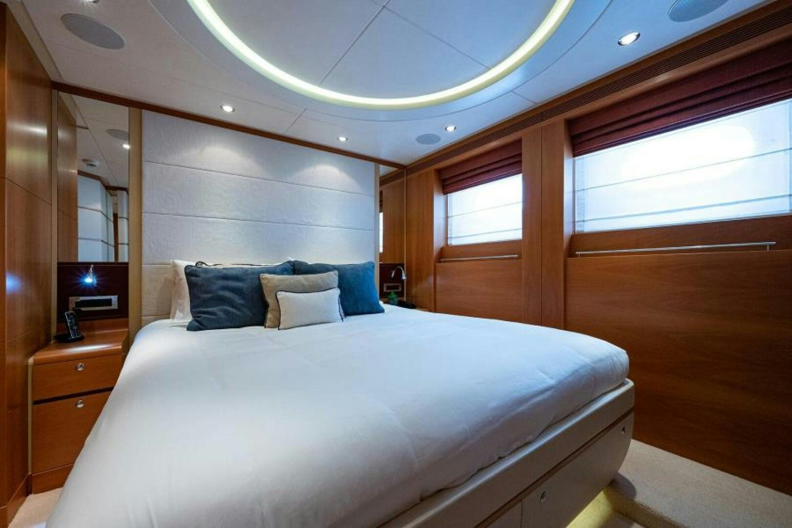 a bed in a room aboard CASTLEFINN Yacht for Sale