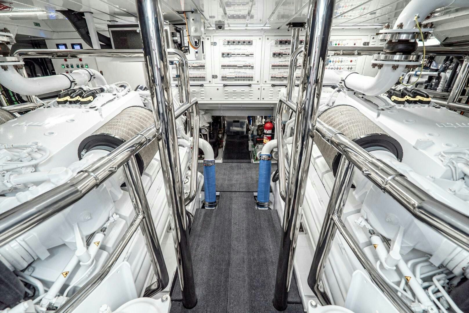 a room full of white machines aboard GENOA Yacht for Sale