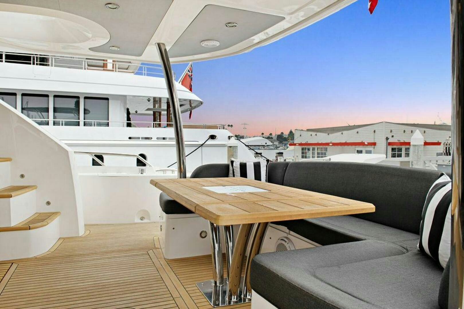 a boat on a deck aboard SEA LA VIE Yacht for Sale