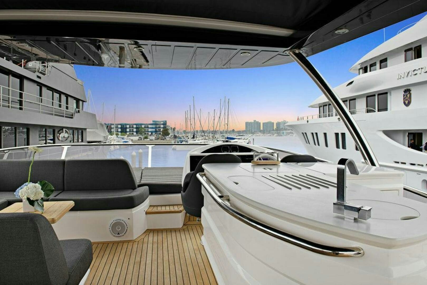 a boat on a deck aboard SEA LA VIE Yacht for Sale