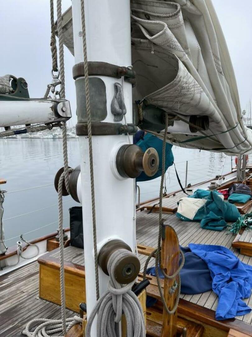 a boat with several ropes aboard CURLEW Yacht for Sale