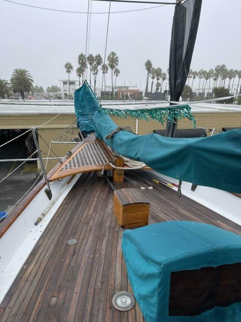 a boat on a deck aboard CURLEW Yacht for Sale