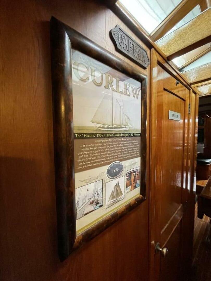 a sign on a wall aboard CURLEW Yacht for Sale