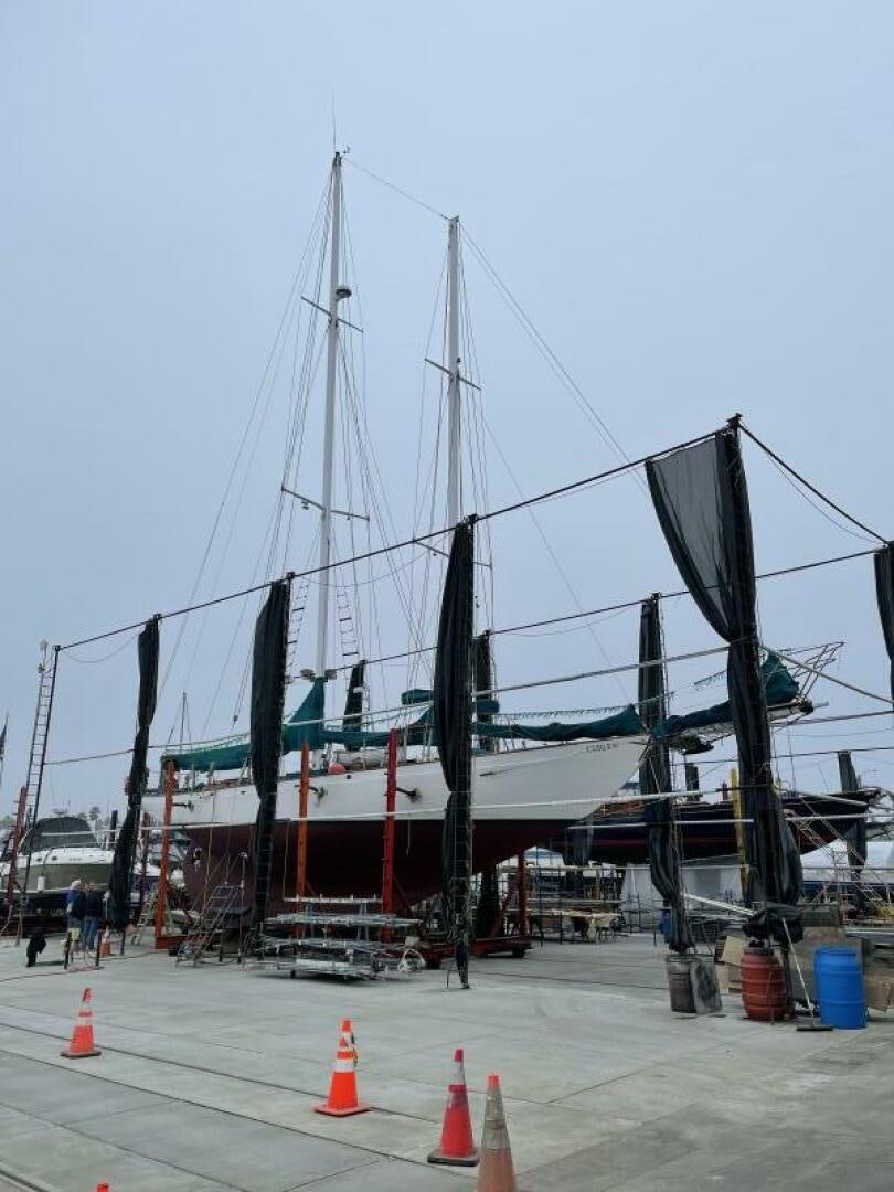 a large metal structure with a metal frame aboard CURLEW Yacht for Sale