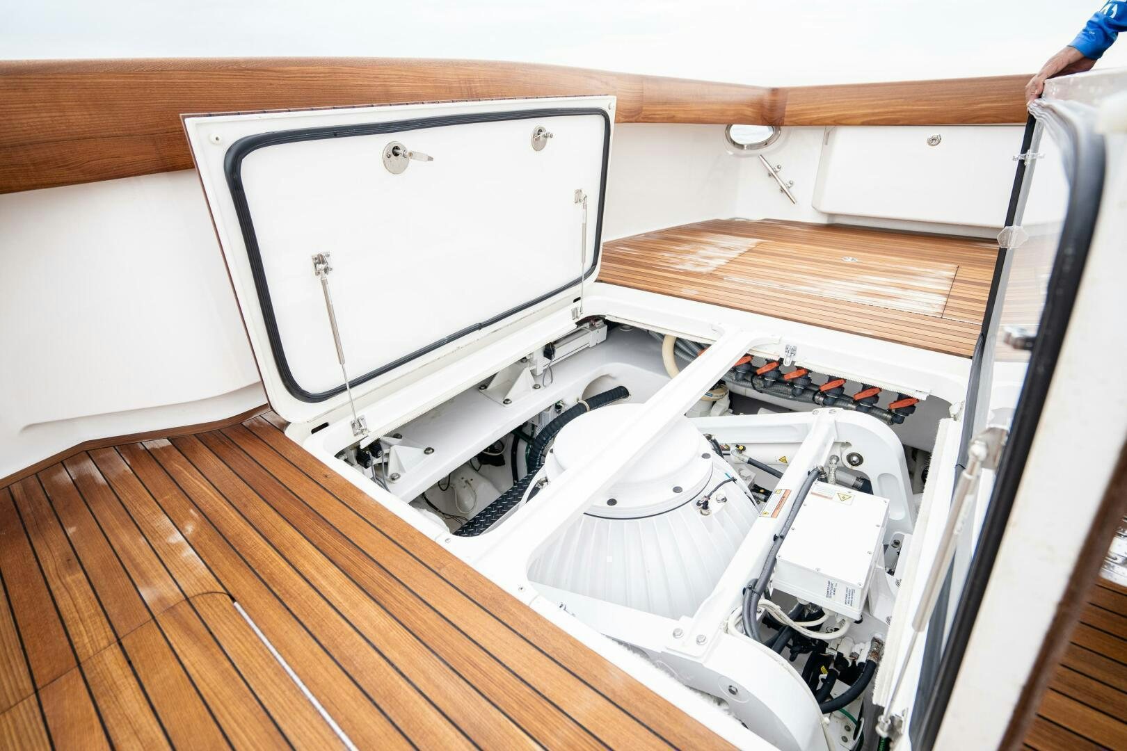 a white rectangular object with a metal frame aboard HOORAY Yacht for Sale