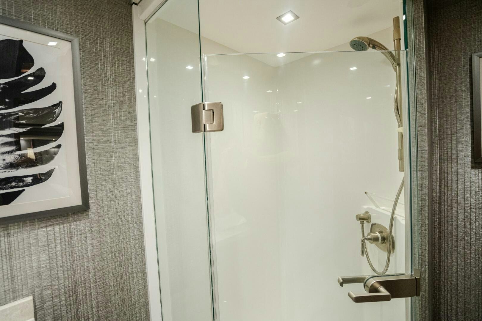 a shower with a mirror aboard HOORAY Yacht for Sale