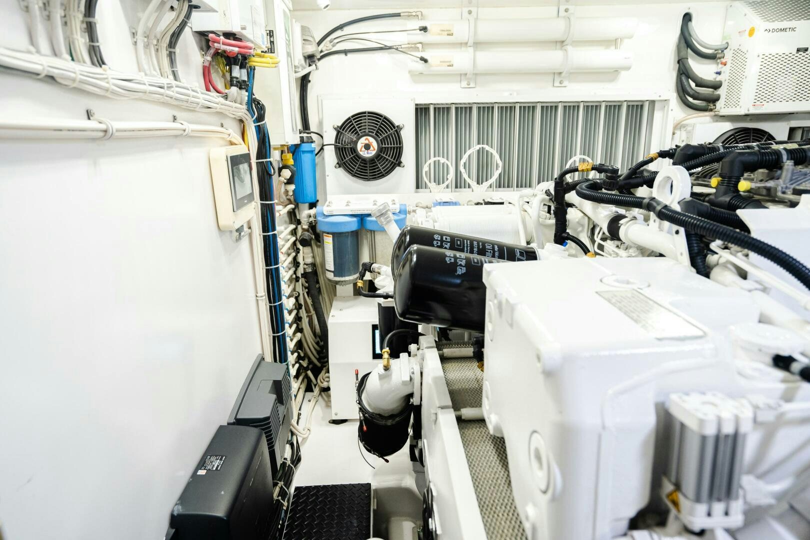 a room full of white machines aboard HOORAY Yacht for Sale