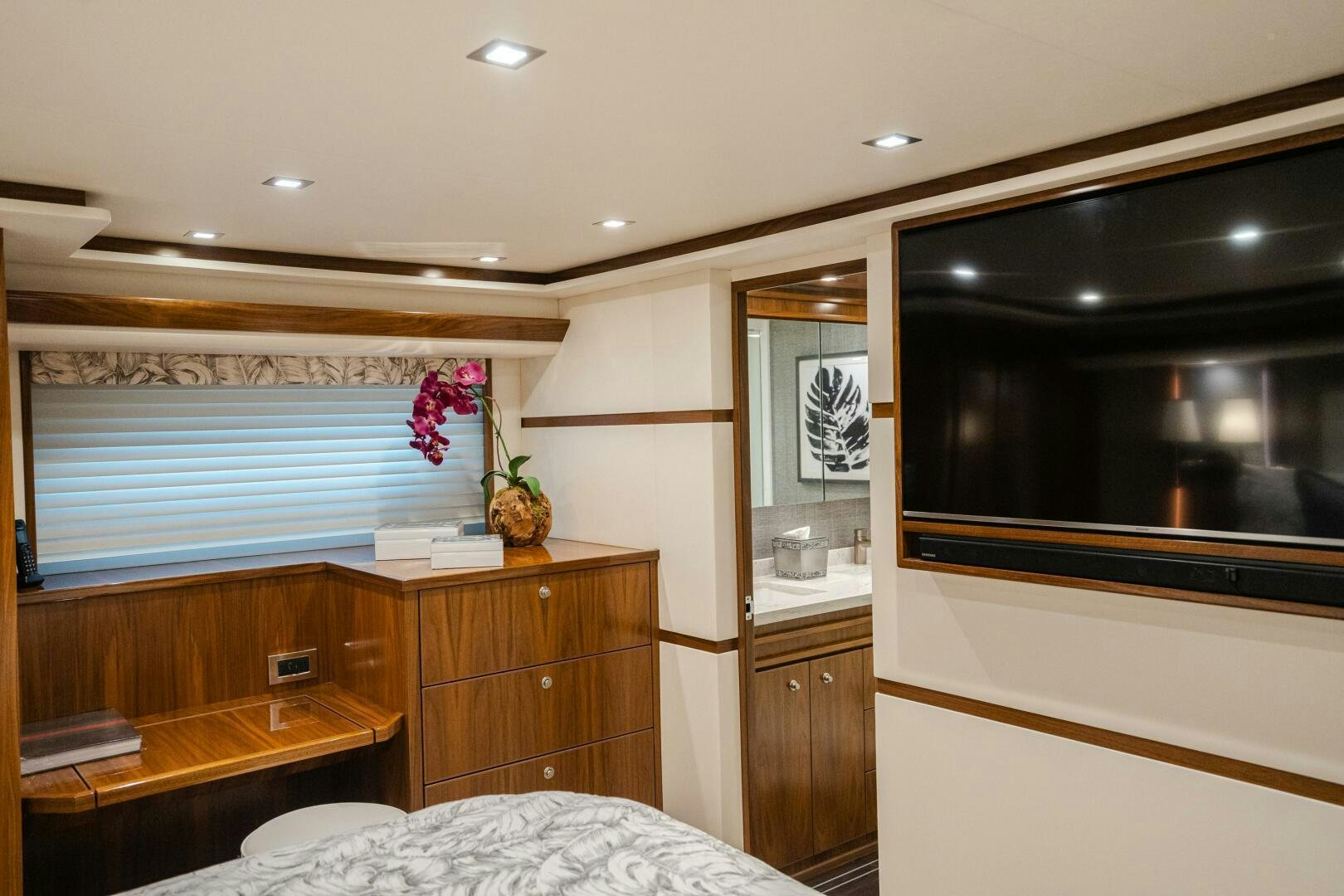 a kitchen with a microwave oven aboard HOORAY Yacht for Sale