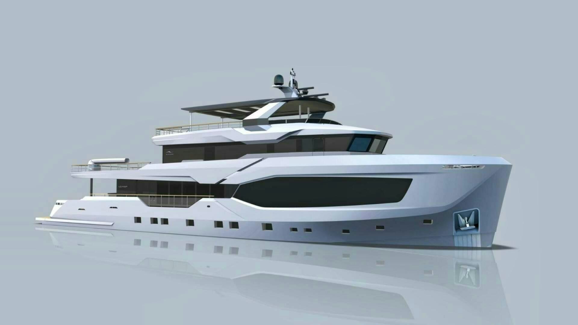 a white yacht with a white background aboard NUMARINE 40MXP Yacht for Sale