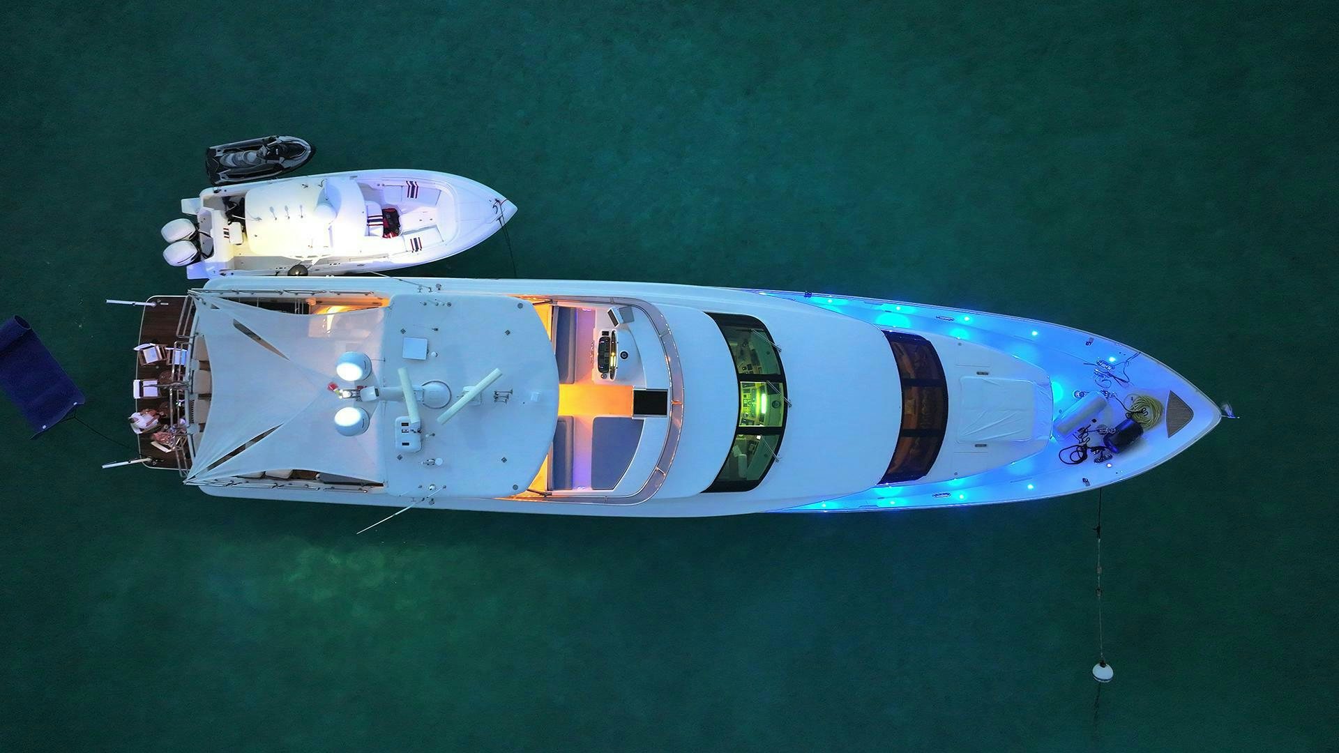 a white and blue object with a silver band on it aboard FANTASEA Yacht for Sale