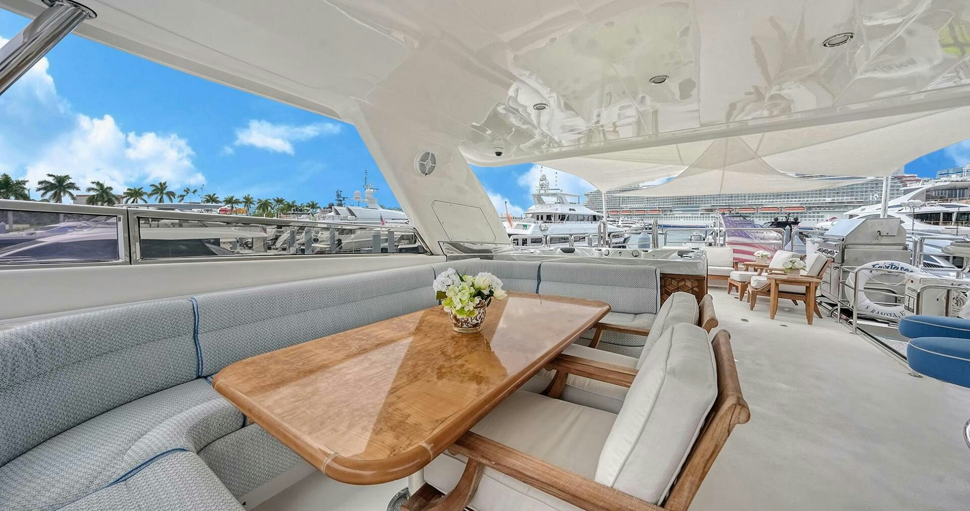a table on a boat aboard FANTASEA Yacht for Sale
