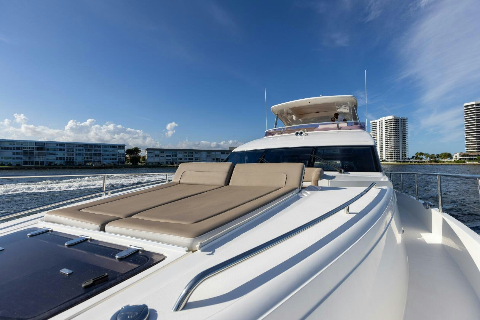 a boat on the water aboard MISS DORI Yacht for Sale