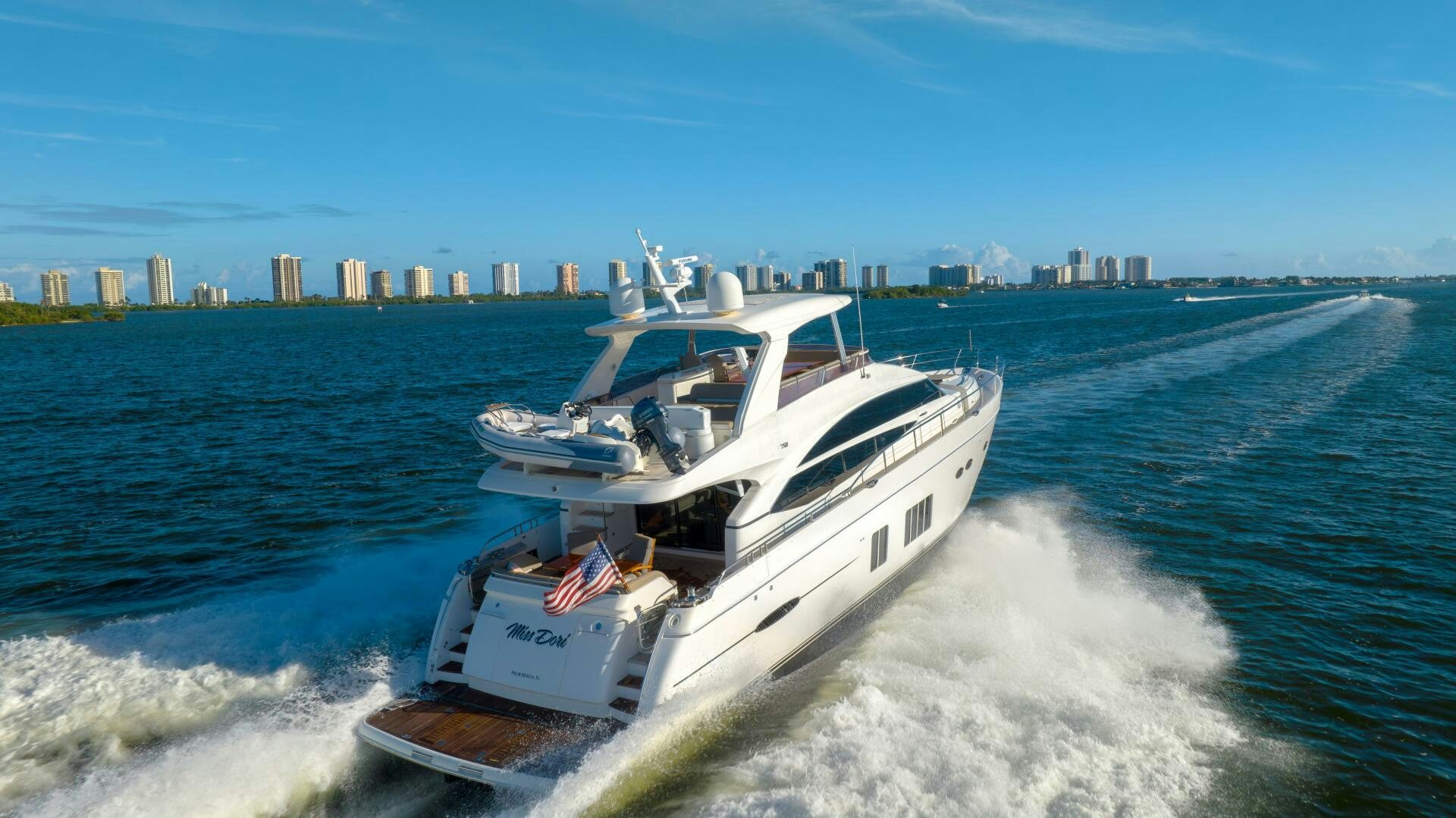 a boat on the water aboard MISS DORI Yacht for Sale