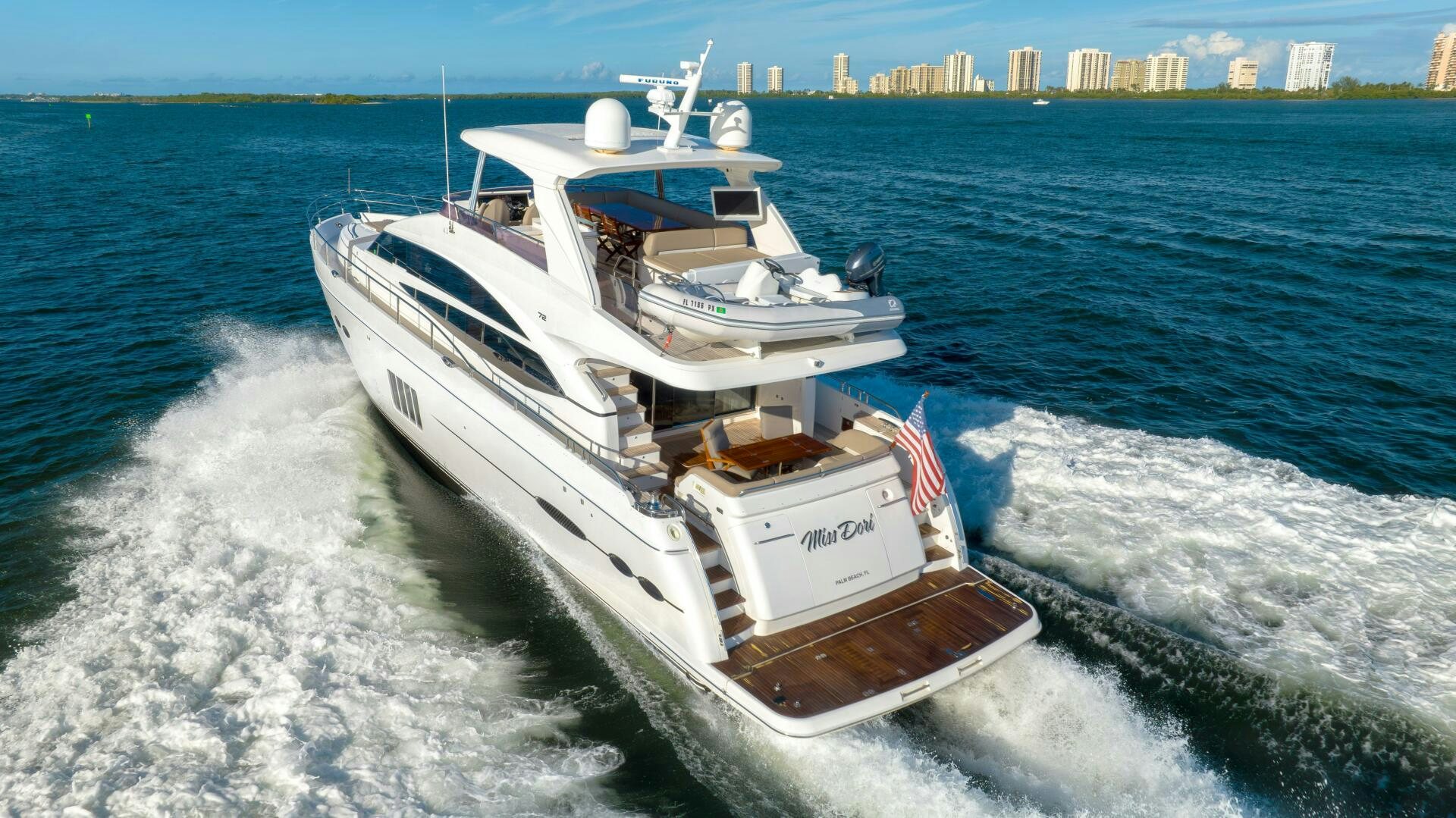 a boat on the water aboard MISS DORI Yacht for Sale